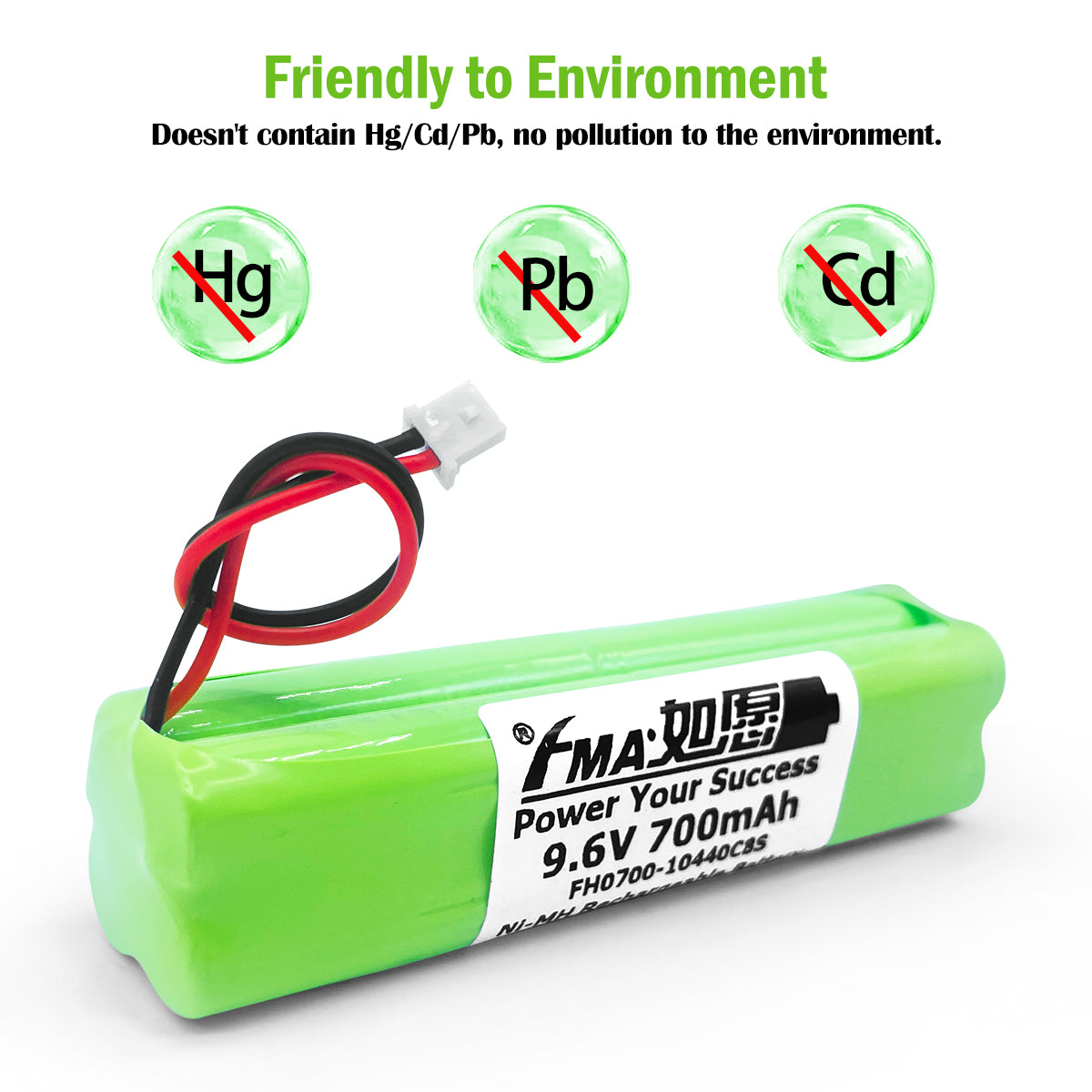 Ni-MH battery 9.6V 700mAh-3D view
