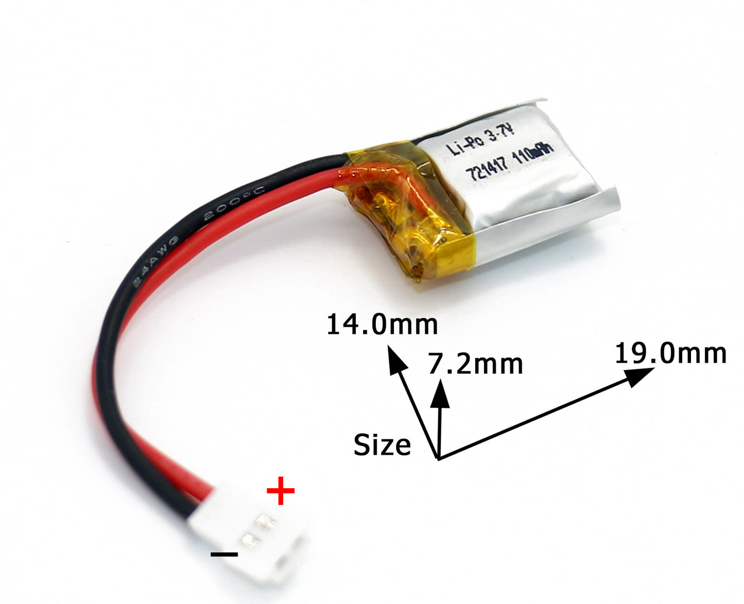 3.7V Li-Po Battery-110mAh 721417 Size