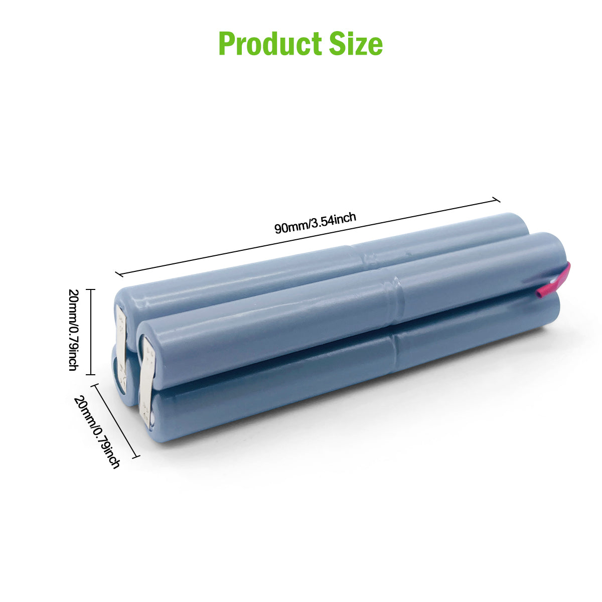Ni-MH battery 9.6V 700mAh with tabs only-Size