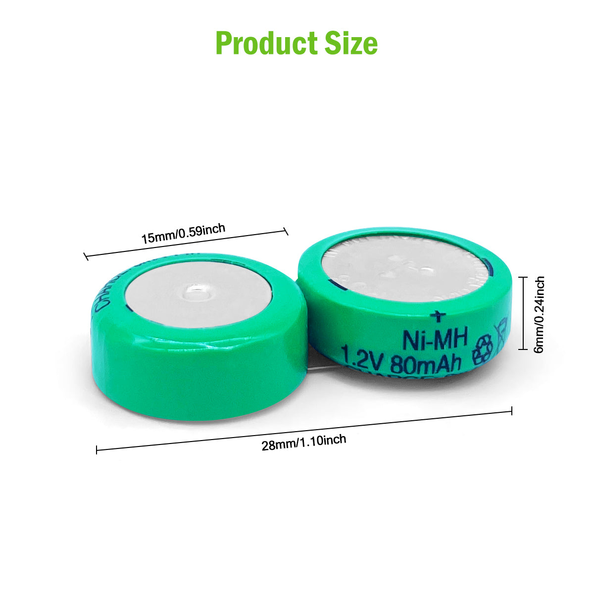 FMA Battery Ni-MH battery Button pack 2.4V 80mAh 2SB-Size
