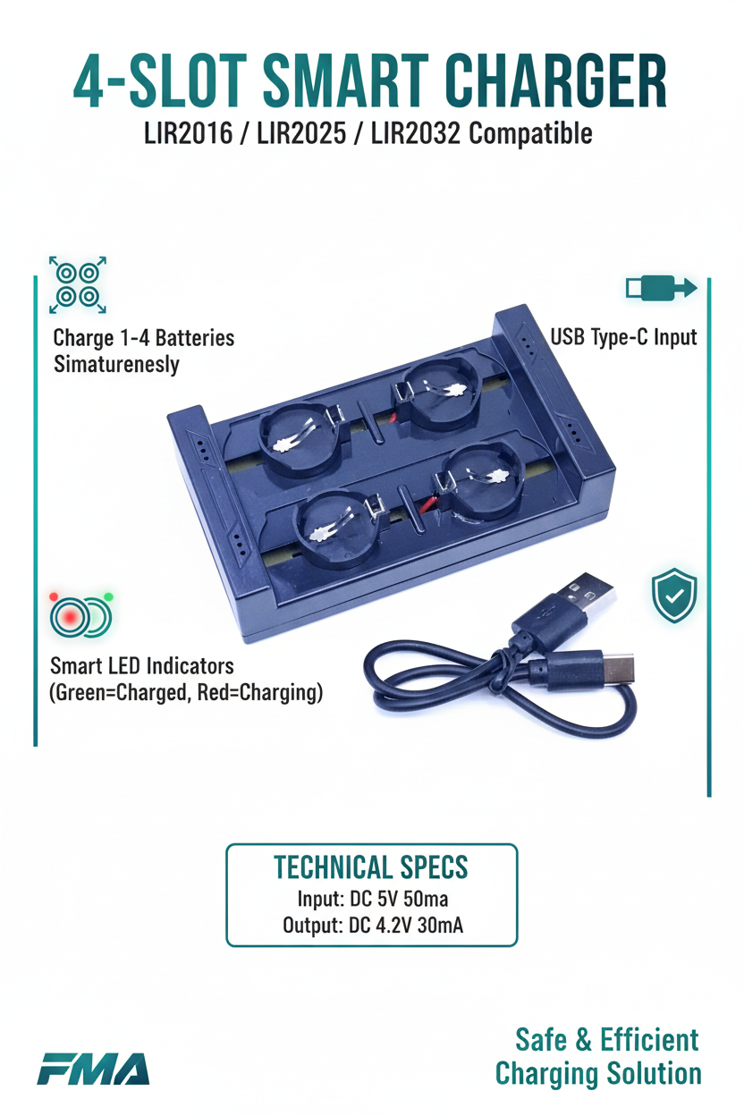 4-Slot Smart Charger Promotional Poster