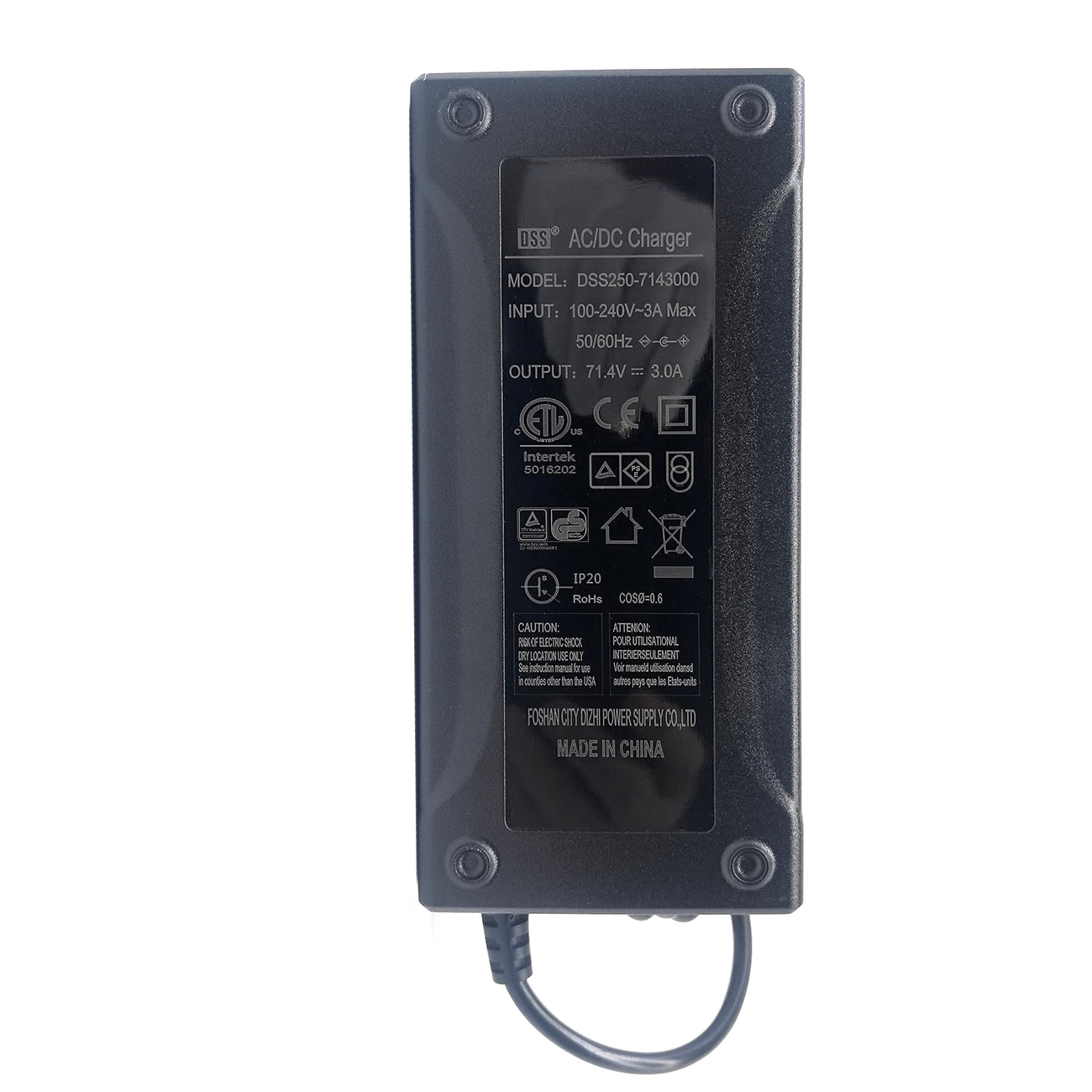 Smart Fast Charger 71.4V 3A for 60V 61.2V Li-ion Battery Pack (17S) | FMA Intelligent Charger