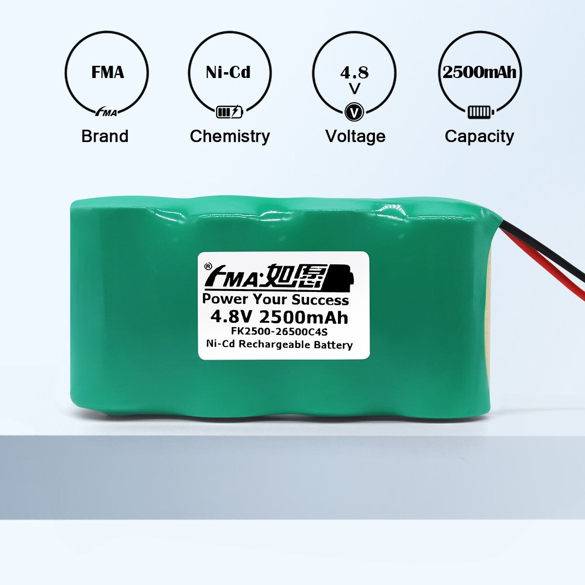 FMA 4.8V 2500mAh Ni-Cd Rechargeable Battery for Emergency Lighting Exit Door LED light