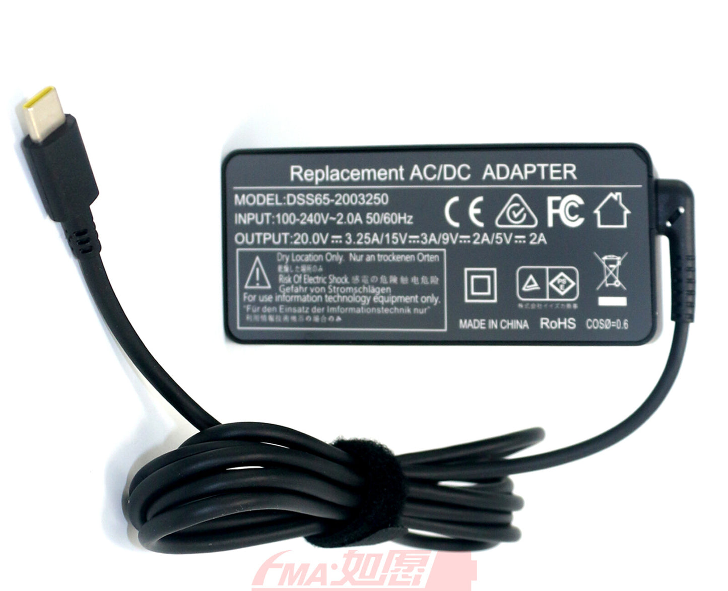 Power Supply Adapter 5V 9V 15V 20V 65W USB-C Type-C Mobile phone Laptop Charger