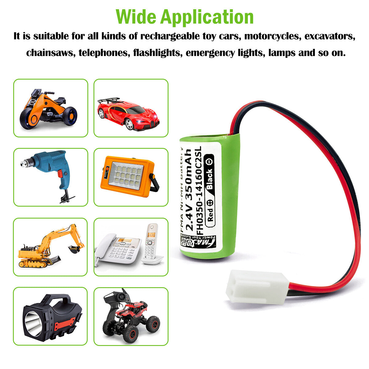 Exit Entrance Emergency light power supply 1/3AA Ni-MH 2.4V 3.6V 350mAh Battery
