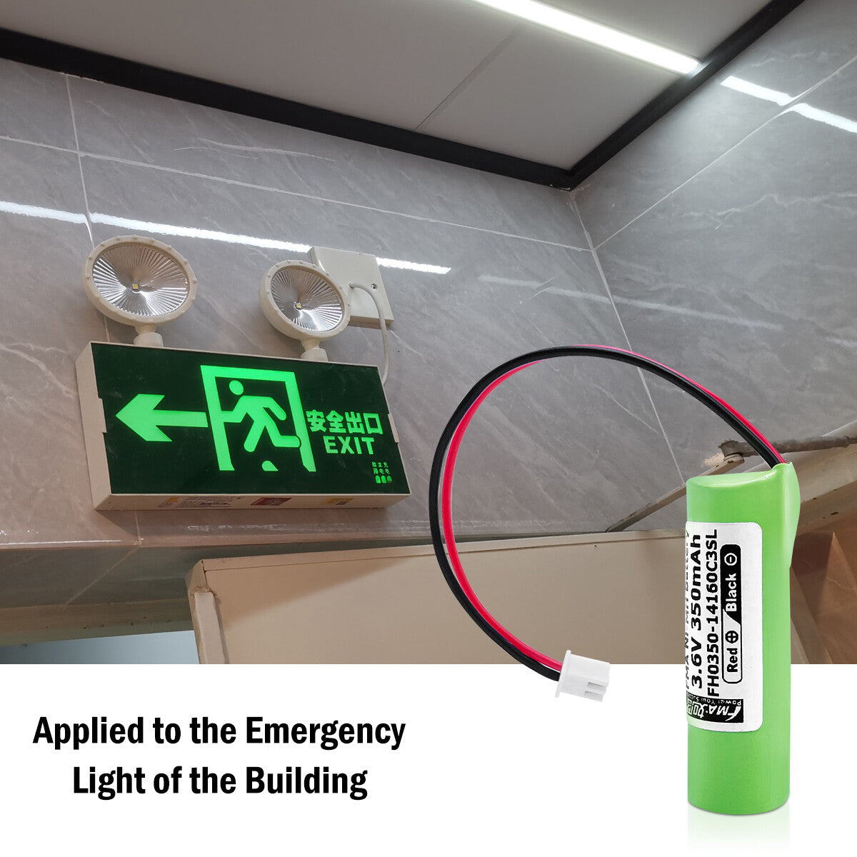 Exit Entrance Emergency light power supply 1/3AA Ni-MH 2.4V 3.6V 350mAh Battery