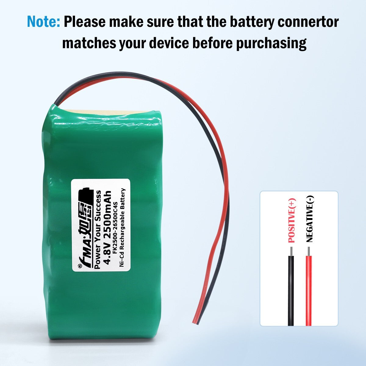 FMA 4.8V 2500mAh Ni-Cd Rechargeable Battery for Emergency Lighting Exit Door LED light