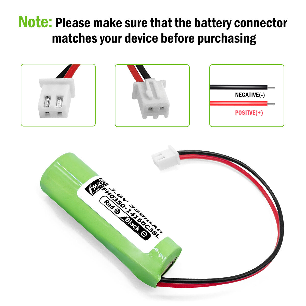 Exit Entrance Emergency light power supply 1/3AA Ni-MH 2.4V 3.6V 350mAh Battery