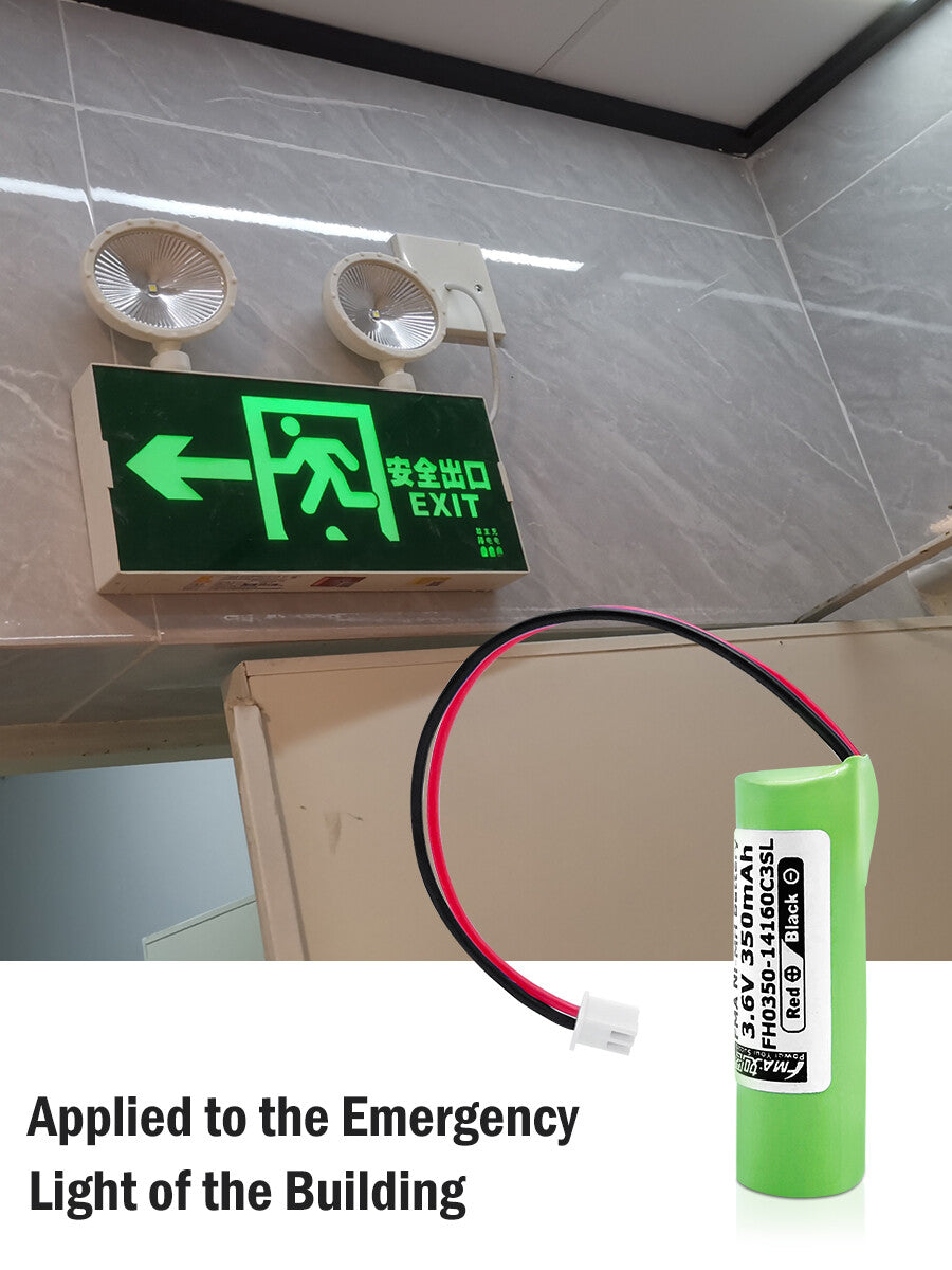 Exit Entrance Emergency light power supply 1/3AA Ni-MH 2.4V 3.6V 350mAh Battery