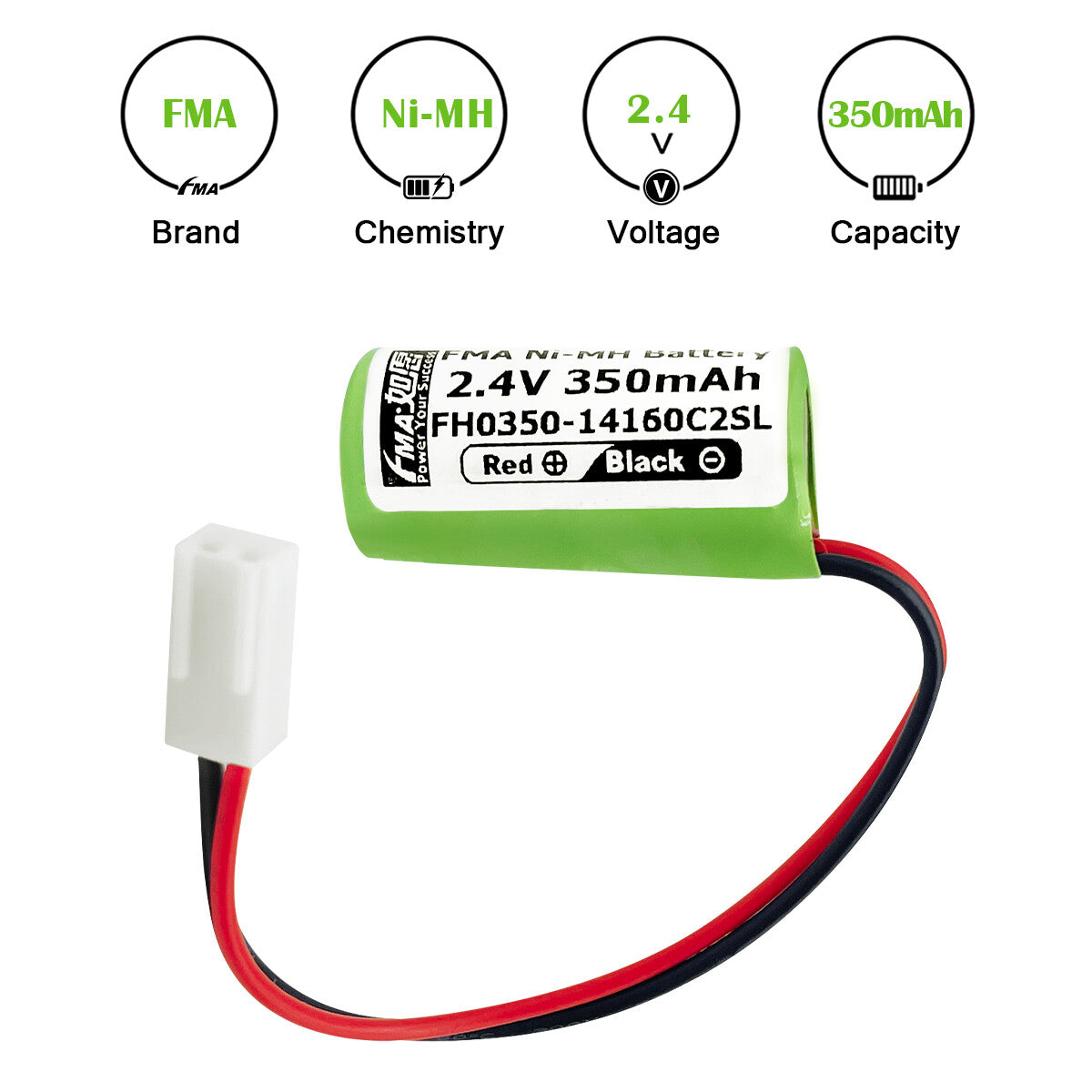 Exit Entrance Emergency light power supply 1/3AA Ni-MH 2.4V 3.6V 350mAh Battery