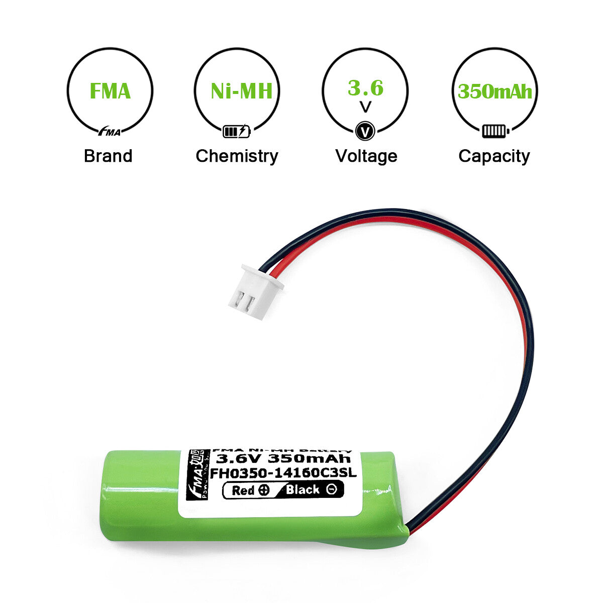 Exit Entrance Emergency light power supply 1/3AA Ni-MH 2.4V 3.6V 350mAh Battery