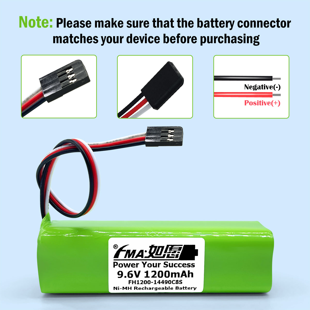 Model Toy Remote Control Rechargeable Ni-MH Ni-Cd 9.6V 600-2000mAh Battery FMA