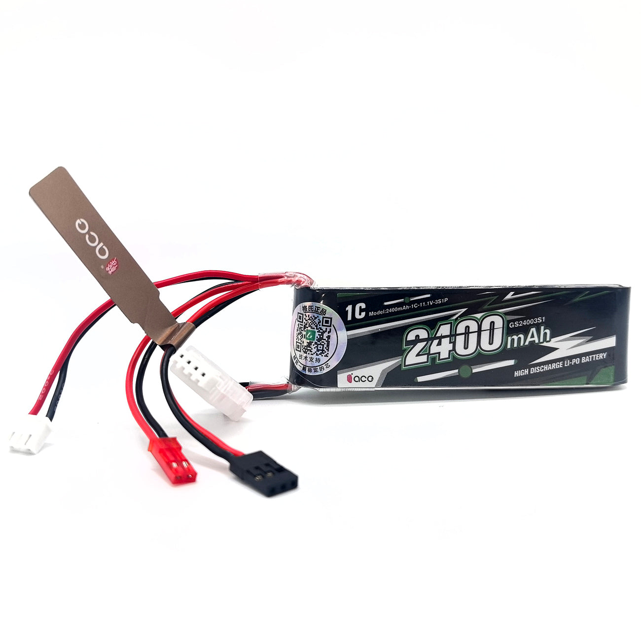 FMA ACE 11.1V 2400mAh Li-Po Rechargeable Battery for RC Receiver TX RX | 3S1P 23×32×97mm