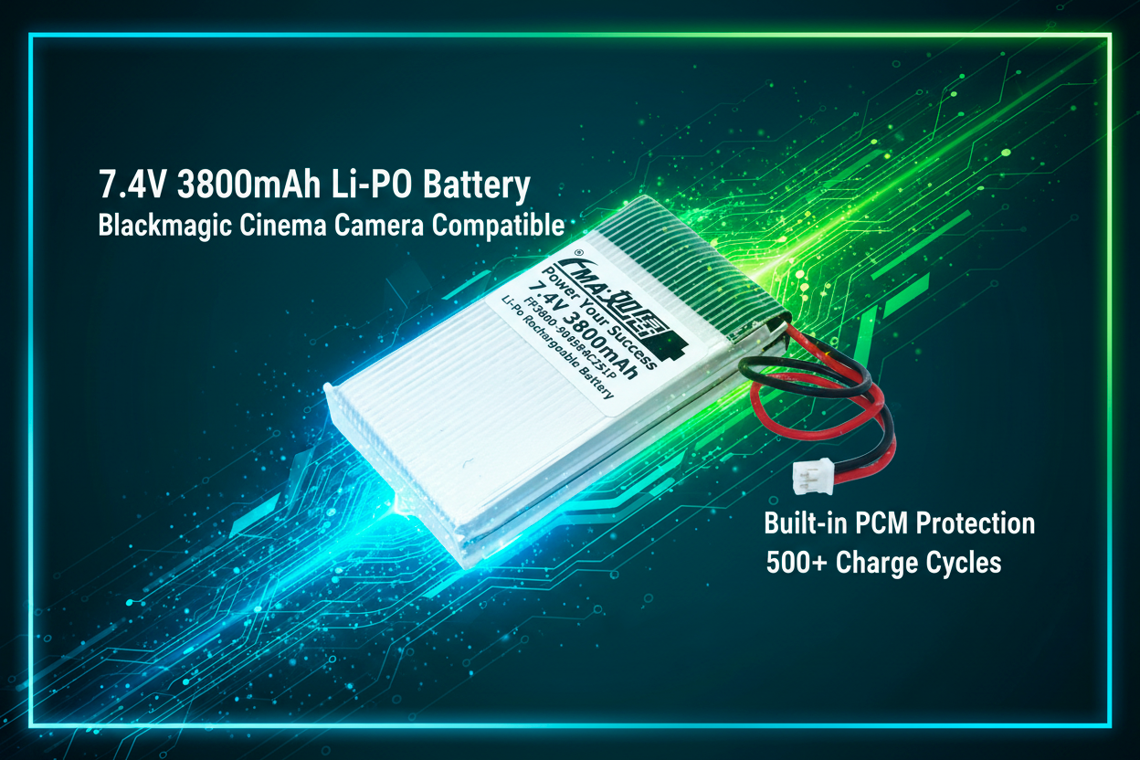 7.4V 3800mAh Li-Po Battery for Blackmagic Cinema Camera BMPC4K BMCC 2.5K 4K - Rechargeable with PCM Protection