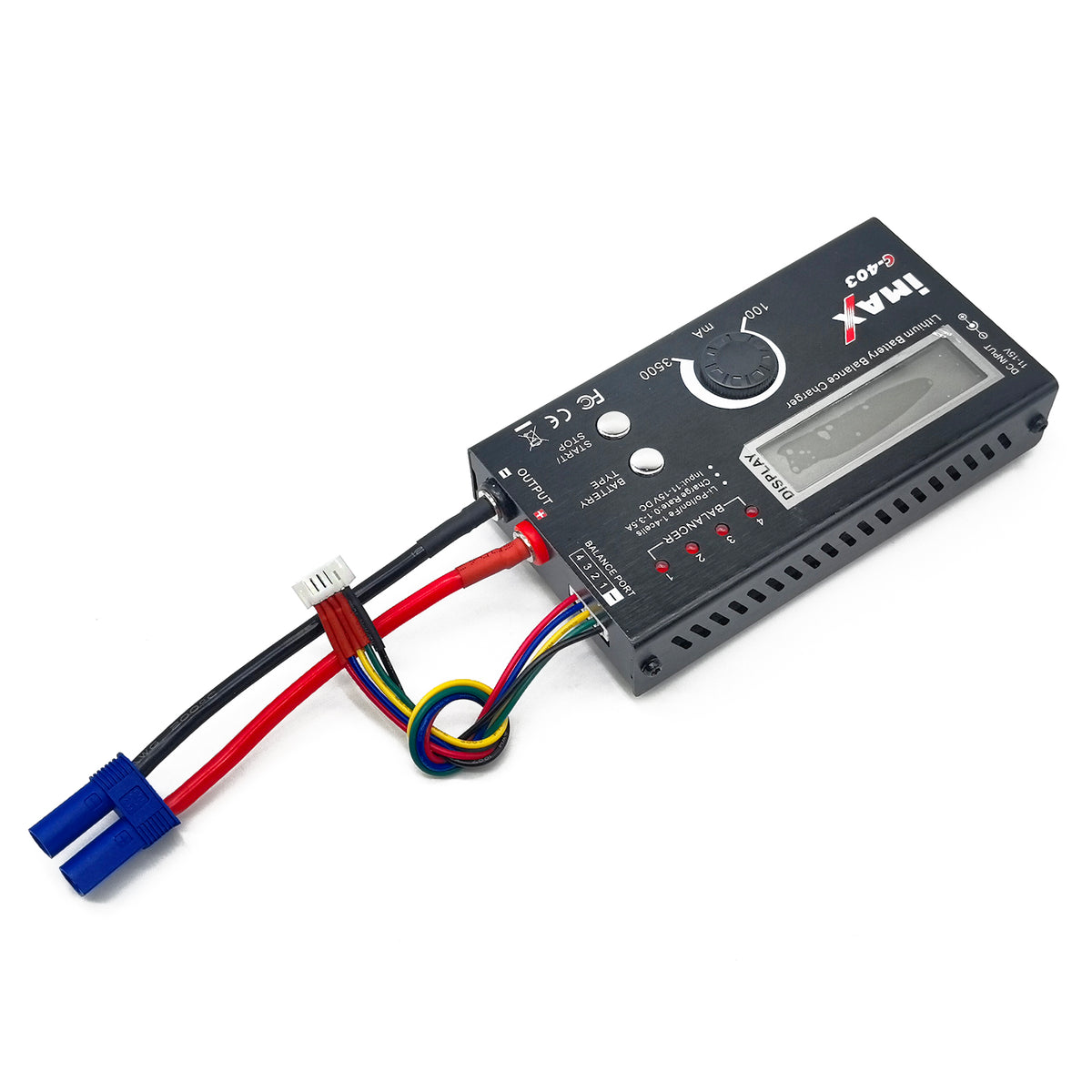 1-4S 3.7/7.4/11.1/14.8V Li-Po/Li-ion 3.2/6.4/9.6/12.8V LiFe Battery Balance Charger Kit with 12V 5A Power Adapter & EC5 Cable