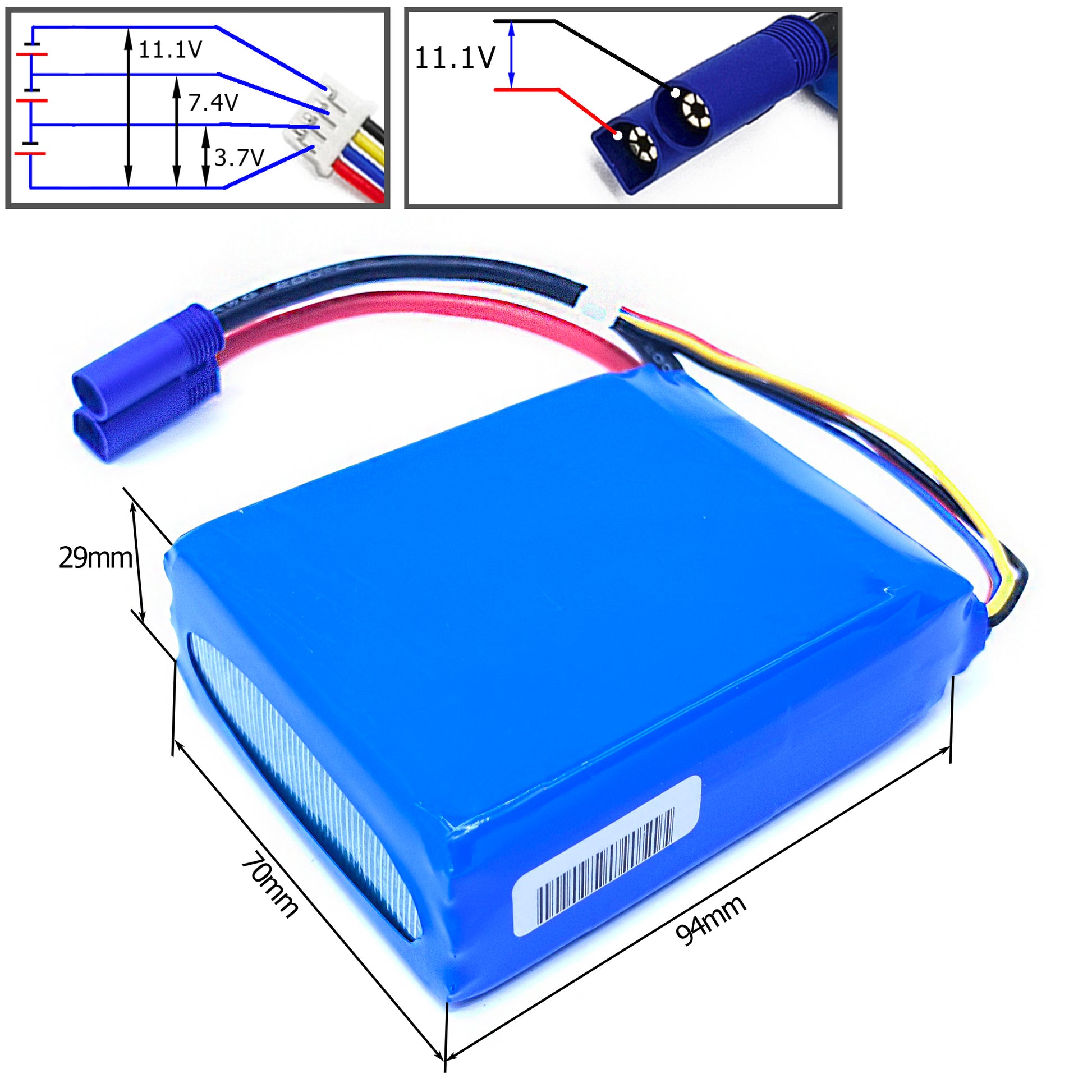 Li-Po 11.1V 5Ah 957084-Size and voltage