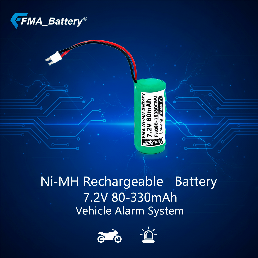 FMA 7.2V 80mAh Ni-MH Rechargeable Battery for GETRONICS Gtalarm GT945 Car Alarm Siren | 6SX / 6SL / 6SH Cell Types