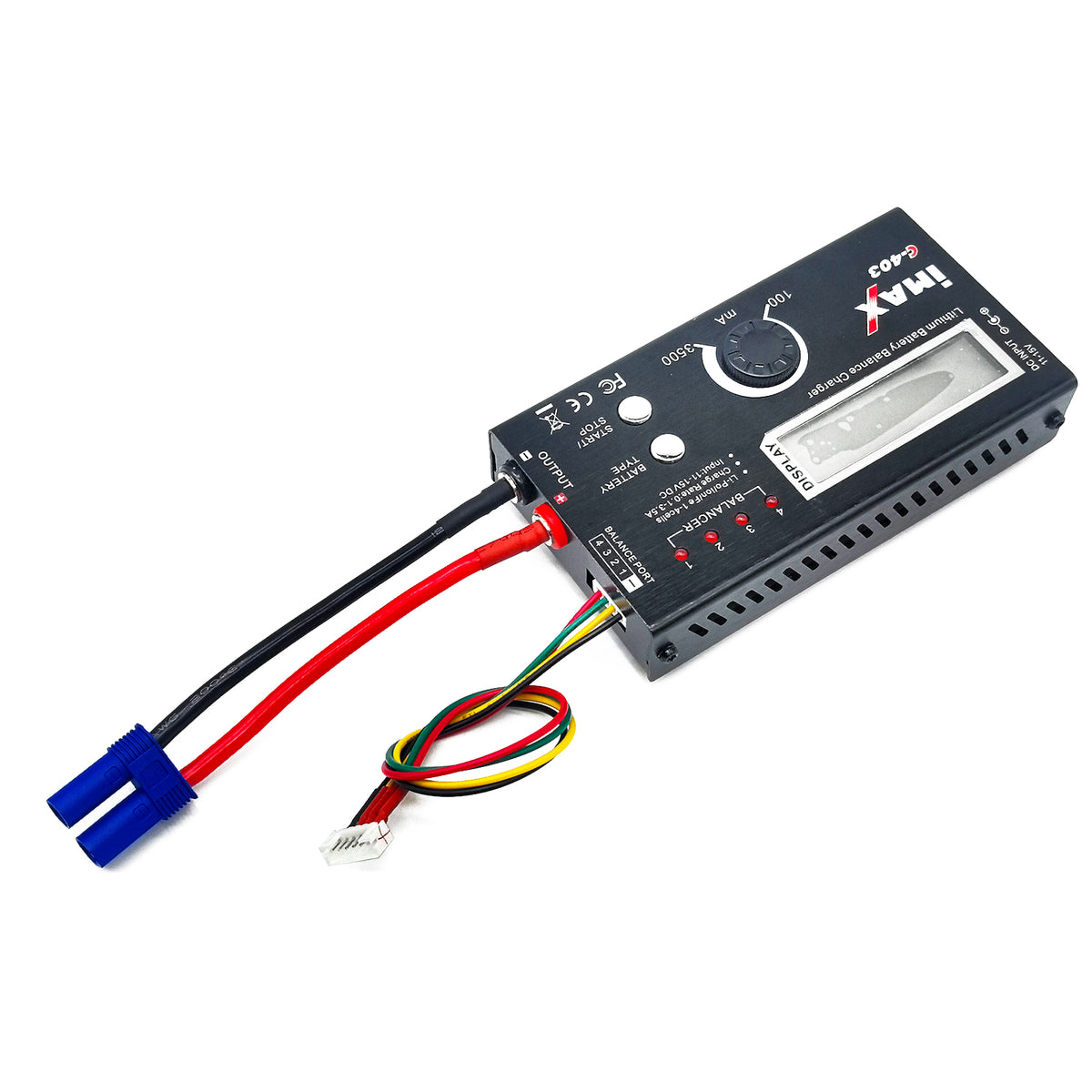1-4S 3.7/7.4/11.1/14.8V Li-Po/Li-ion 3.2/6.4/9.6/12.8V LiFe Battery Balance Charger Kit with 12V 5A Power Adapter & EC5 Cable