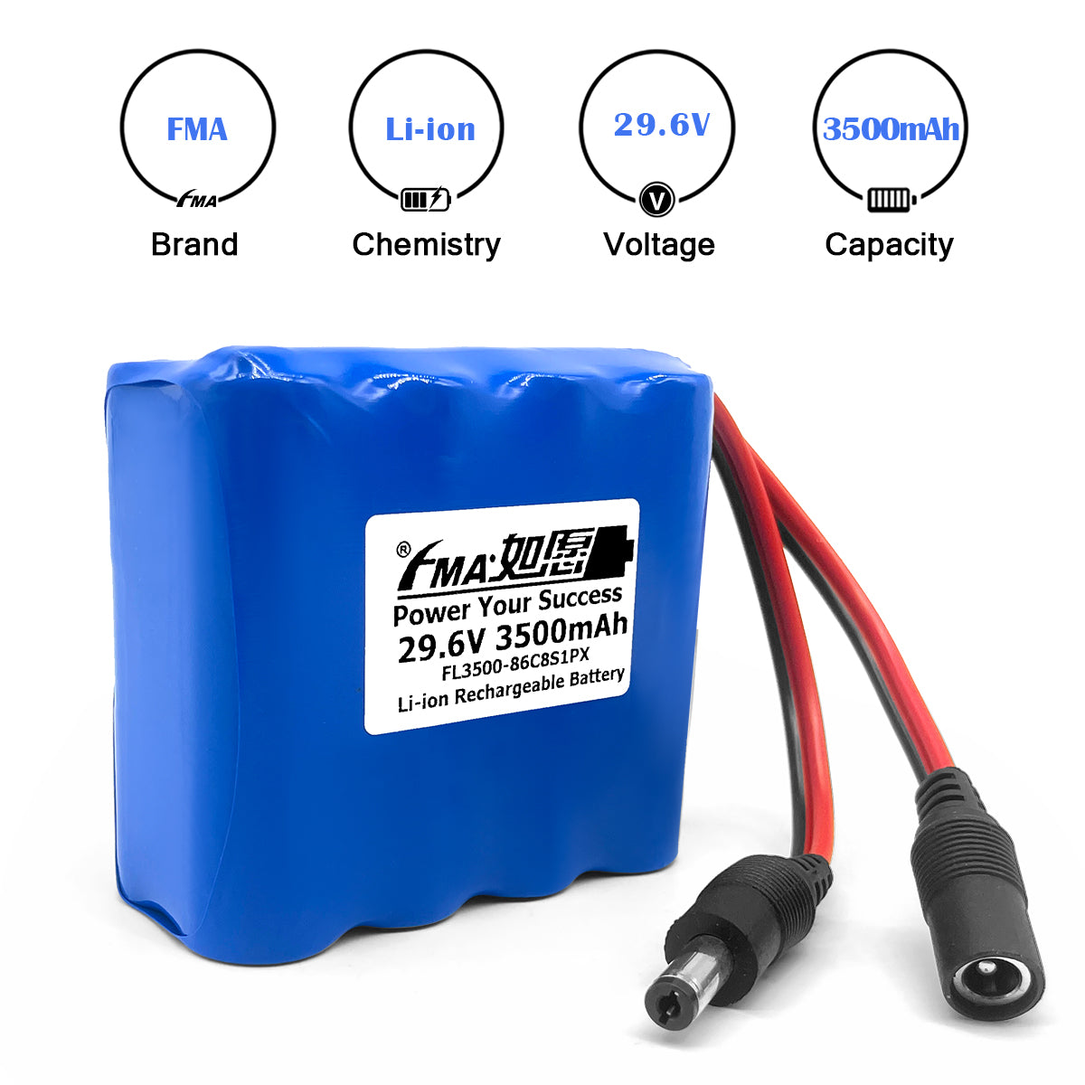 FMA 18V 22.2V 25.2V 29.6V 33.3V 36V 3500mAh Li-ion Rechargeable Battery Pack for Portable Test Device Electronic Toys