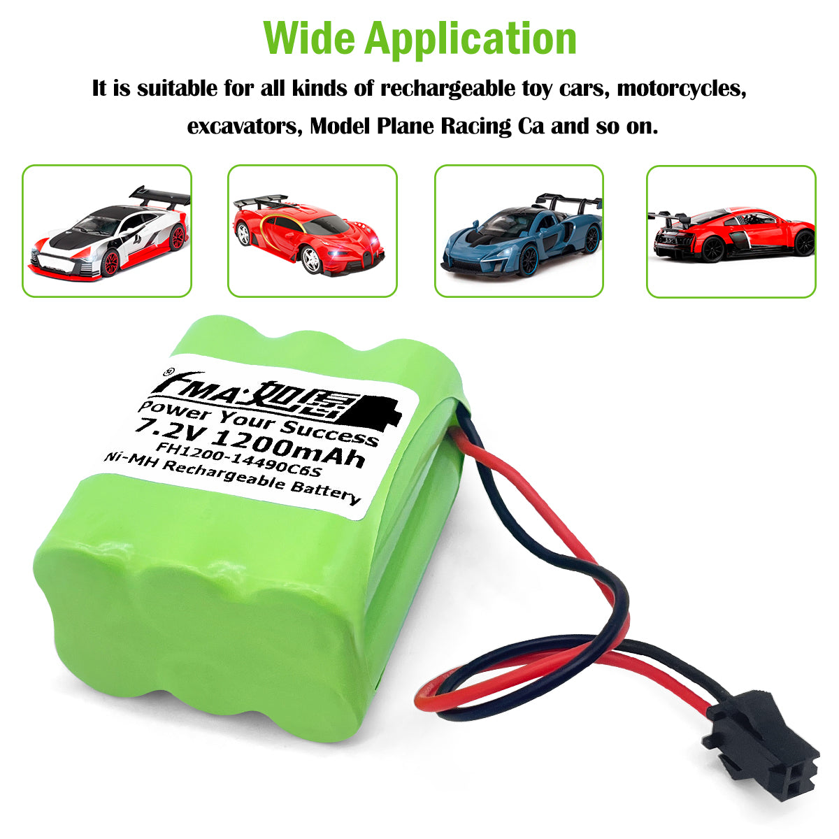 7.2V Ni-MH/Ni-Cd Rechargeable Battery Pack 600-2000mAh for RC Car Boat Model Toy | SMP / Tamiya Connector
