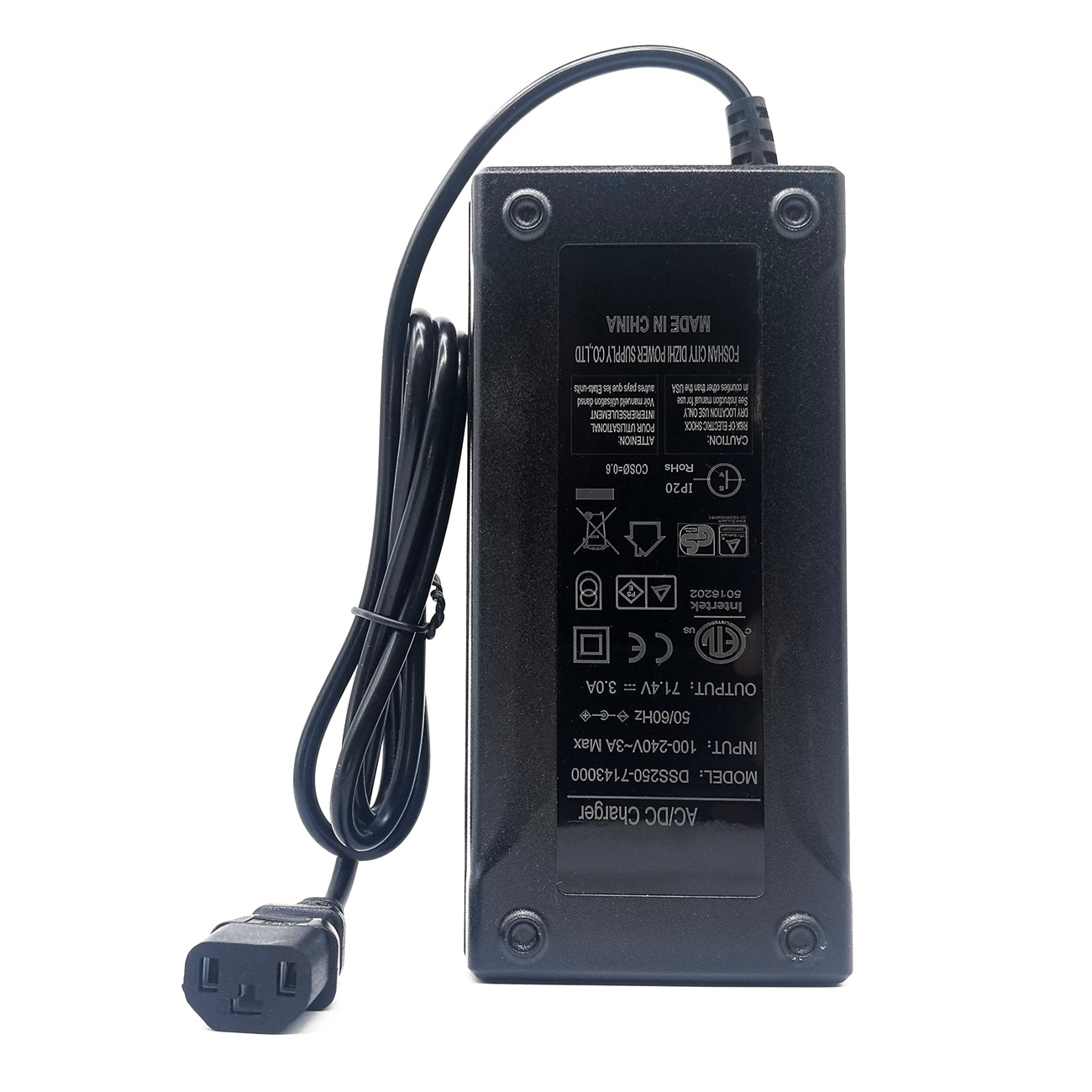 Smart Fast Charger 71.4V 3A for 60V 61.2V Li-ion Battery Pack (17S) | FMA Intelligent Charger