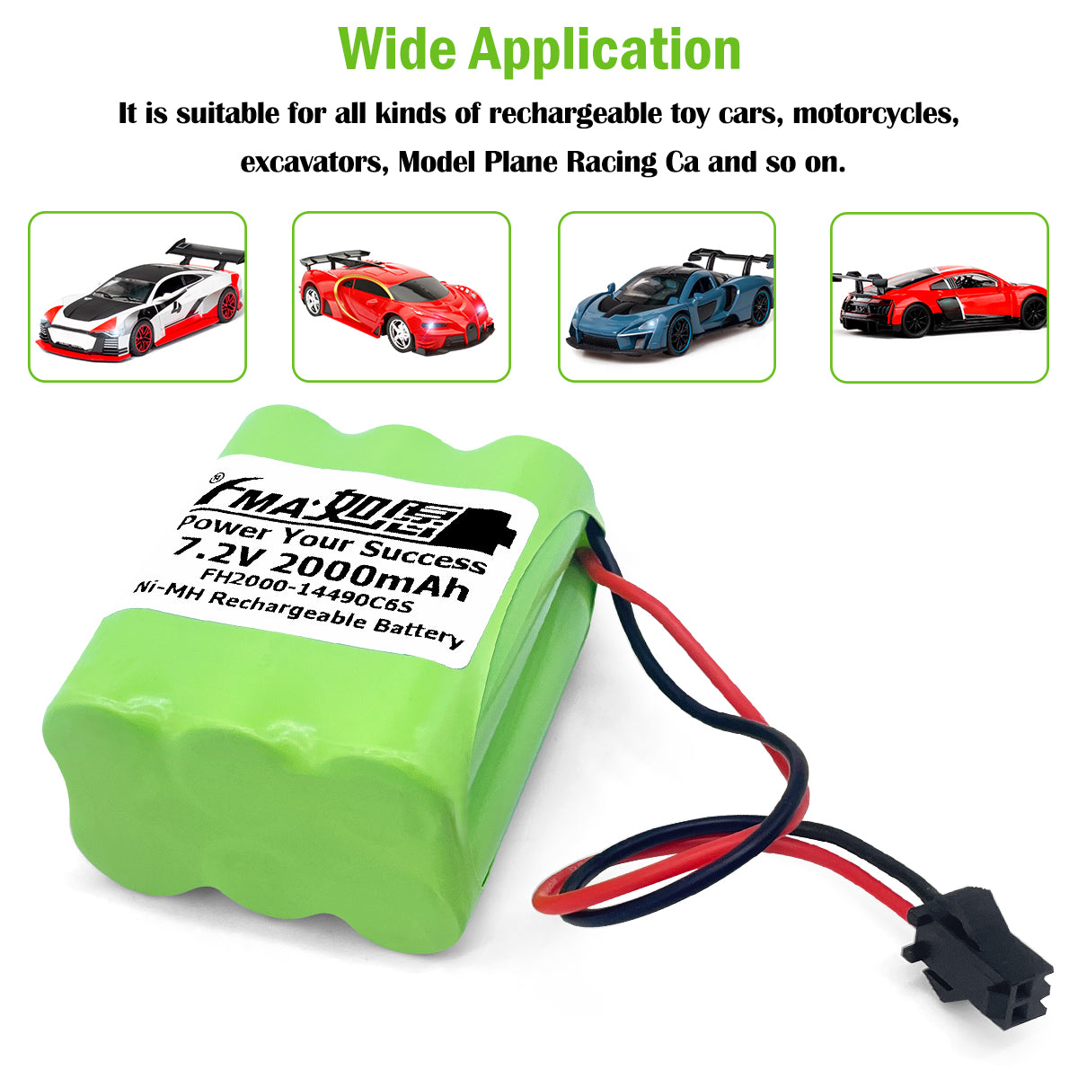 7.2V Ni-MH/Ni-Cd Rechargeable Battery Pack 600-2000mAh for RC Car Boat Model Toy | SMP / Tamiya Connector