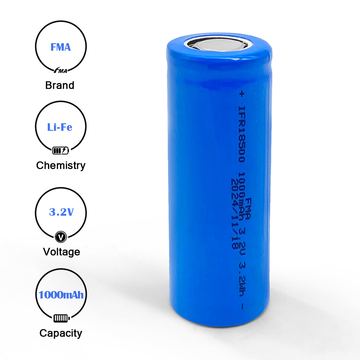 Rechargeable Li-Fe Battery LiFePO4 14500 (AA) 18500 18650 26650 3.2v 3-3.4Ah for Powertools Camera Razor LED Flashlight Cell
