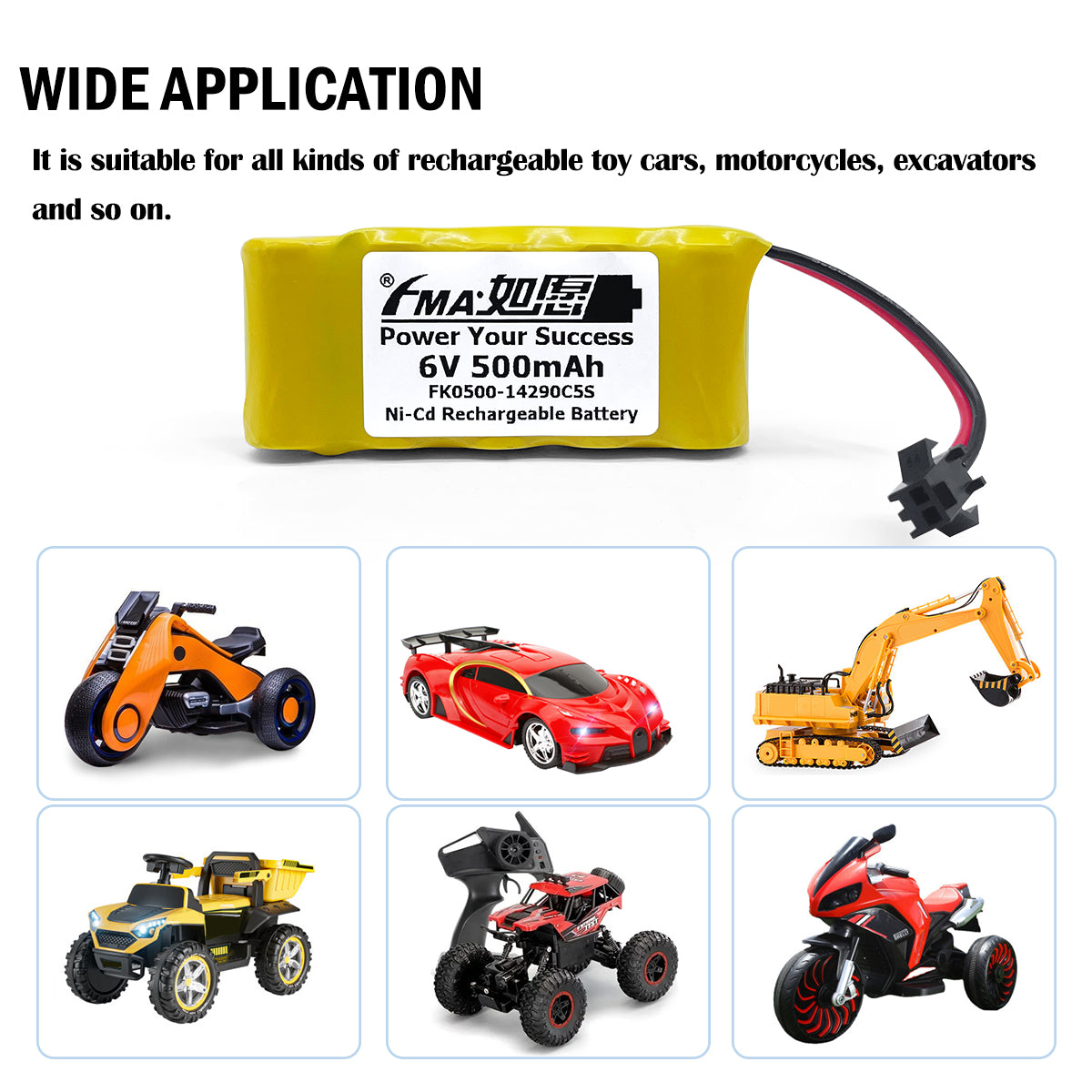 Ni-Cd battery６V 500mAh-Wide application