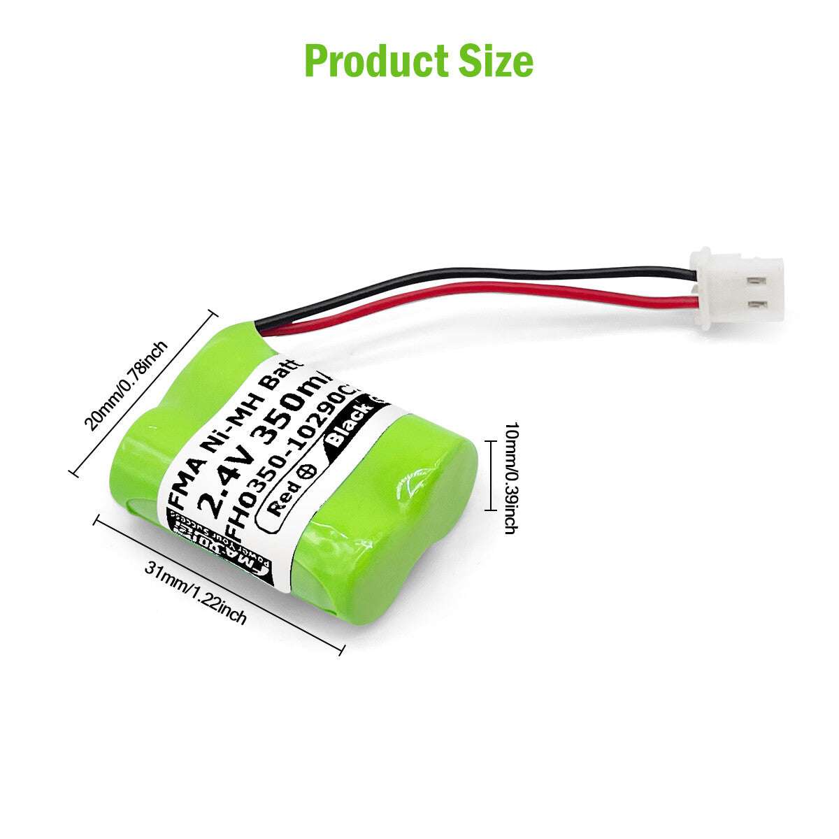 Ni-MH battery 2.4V 350mAh-Size
