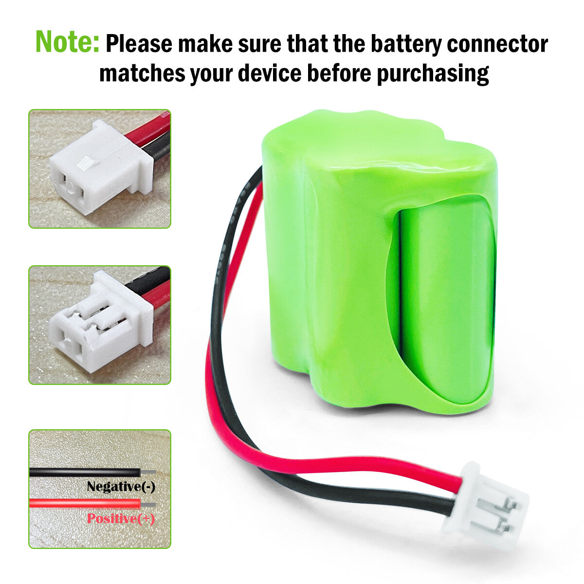 Ni-MH battery 4.8V 350mAh-Connector and polarity
