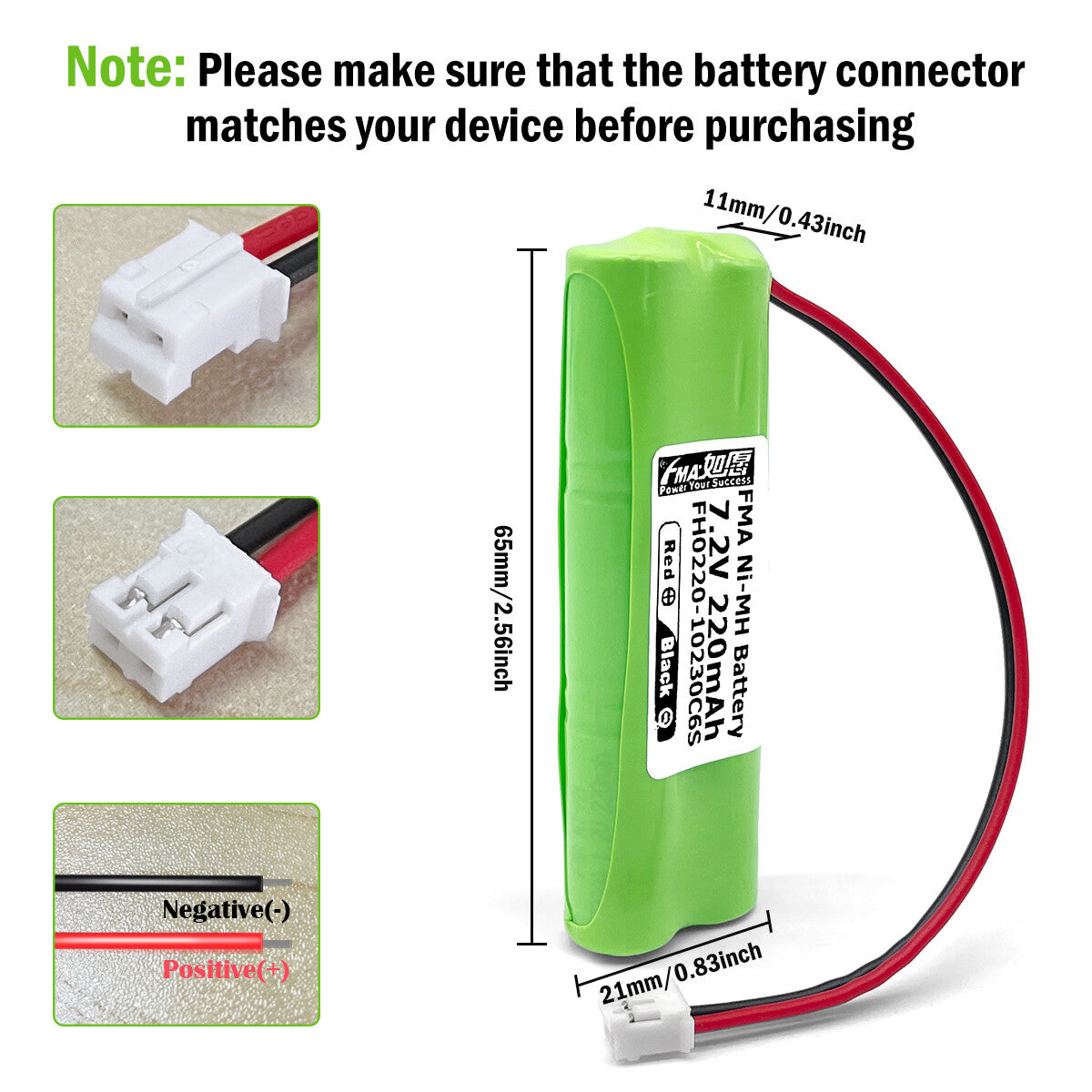 Ni-MH battery 7.2V 220mAh-size