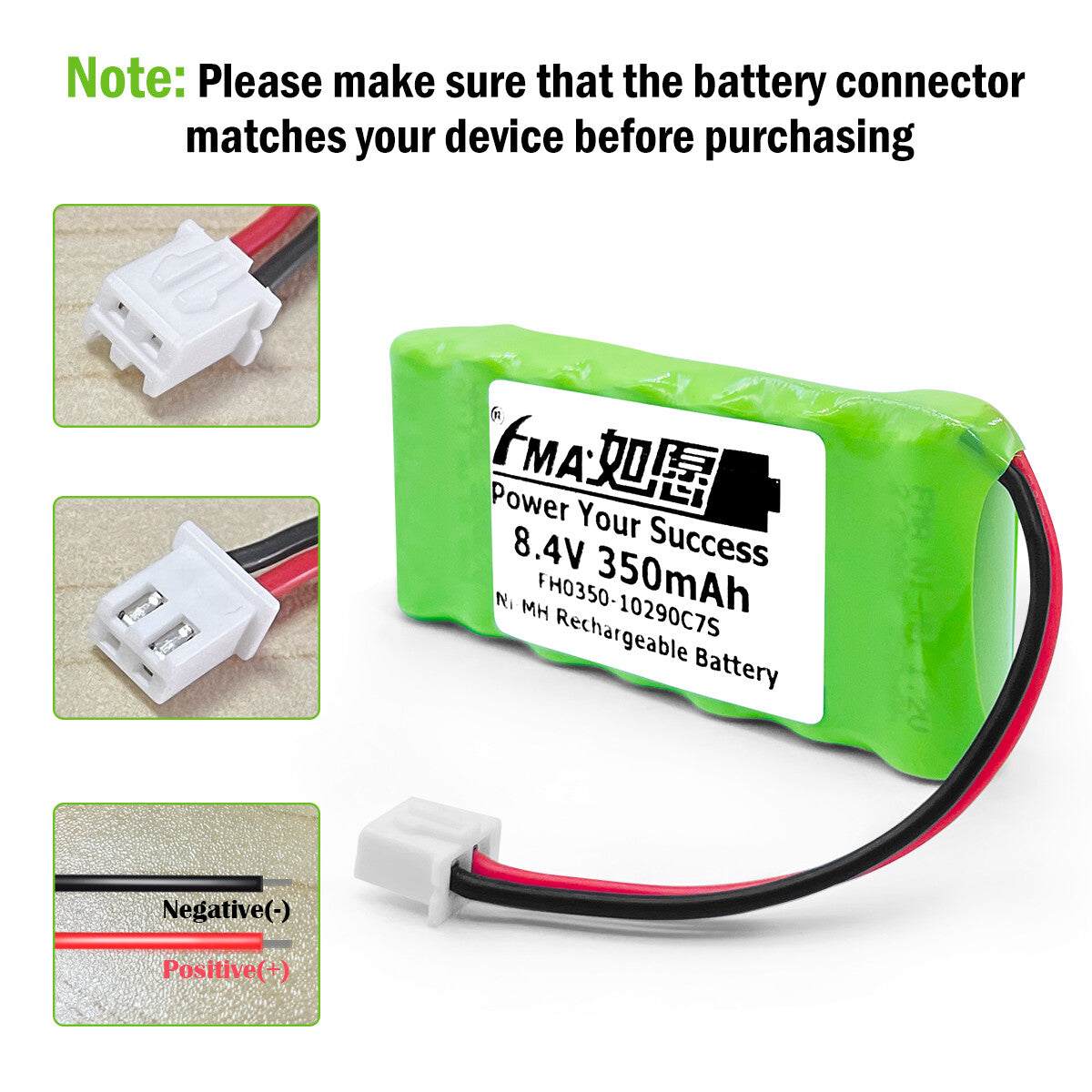 Ni-MH battery 8.4V 350mAh-Connector and polarity

