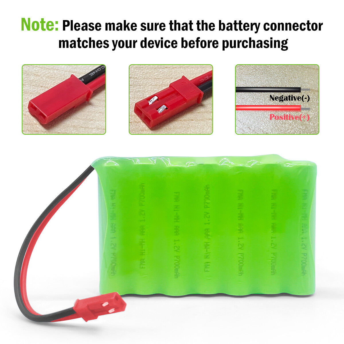 Ni-MH battery 8.4V 700mAh-Connector and polarity

