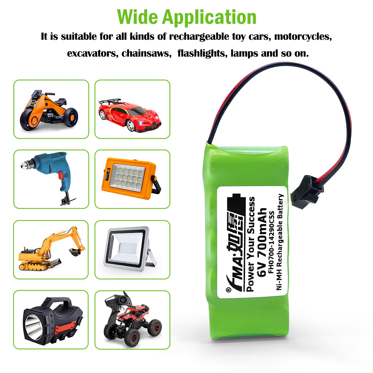 Ni-MH battery６V 700mAh-Wide application