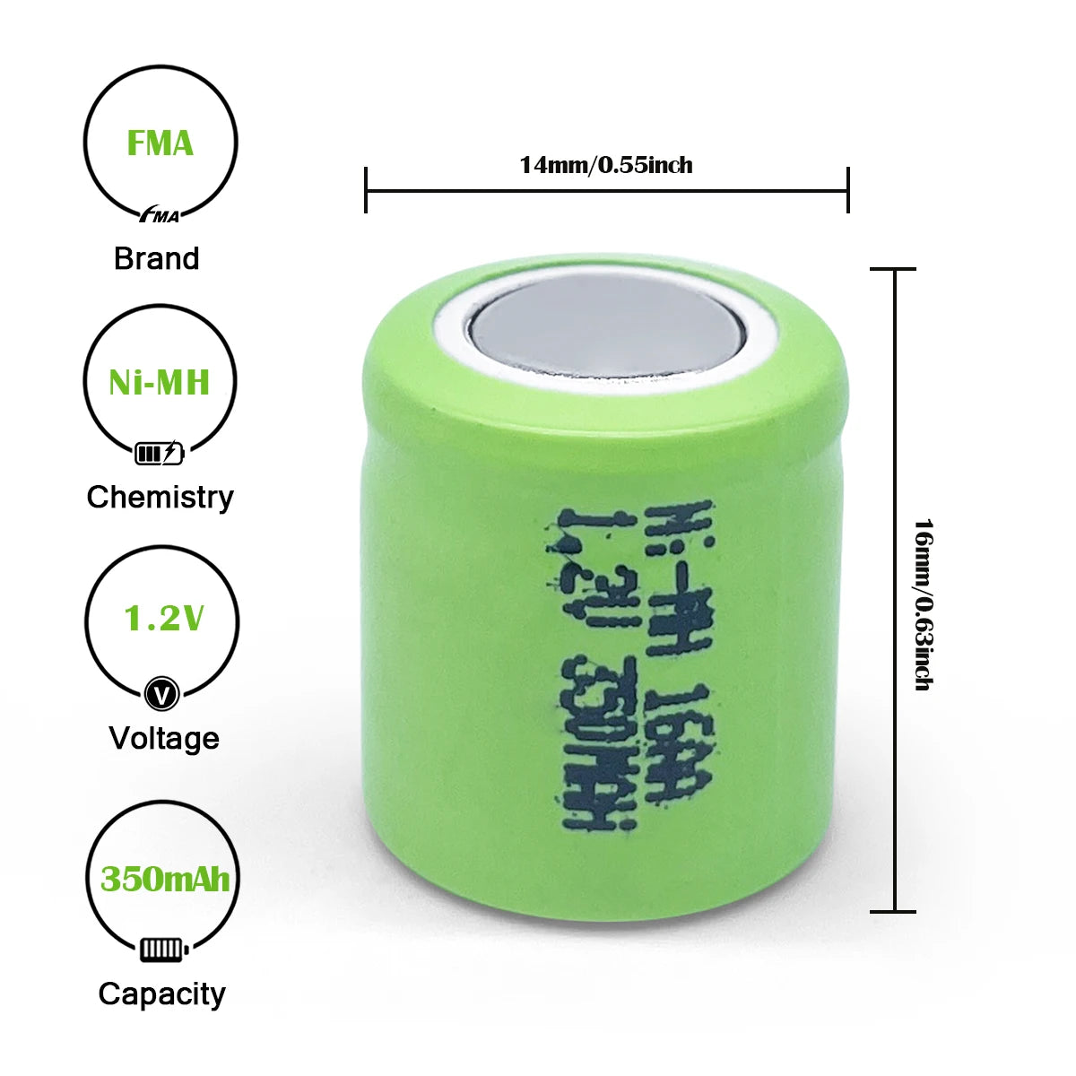FMA 1.2V 1/3AA 350mAh Ni-MH Rechargeable Battery for Emergency Exit Light Door Lock Voice Module | Bulk 200–1000pcs