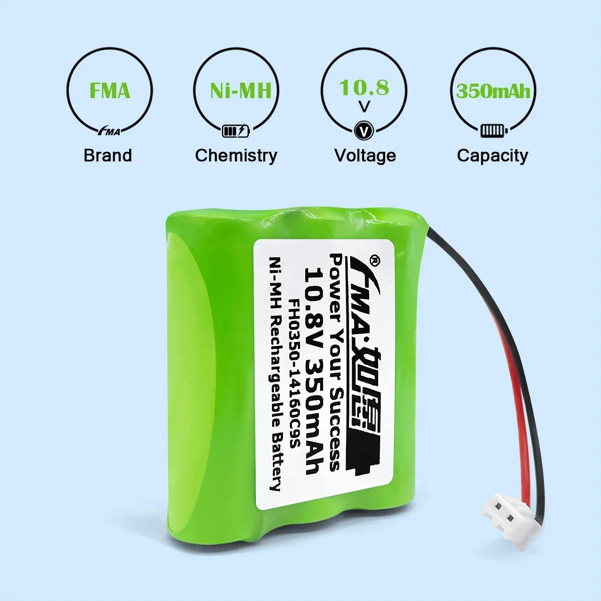 Ni-MH Rechargeable Battery 10.8V 350mAh for Doppler Fetal Heart Detector Portable Device
