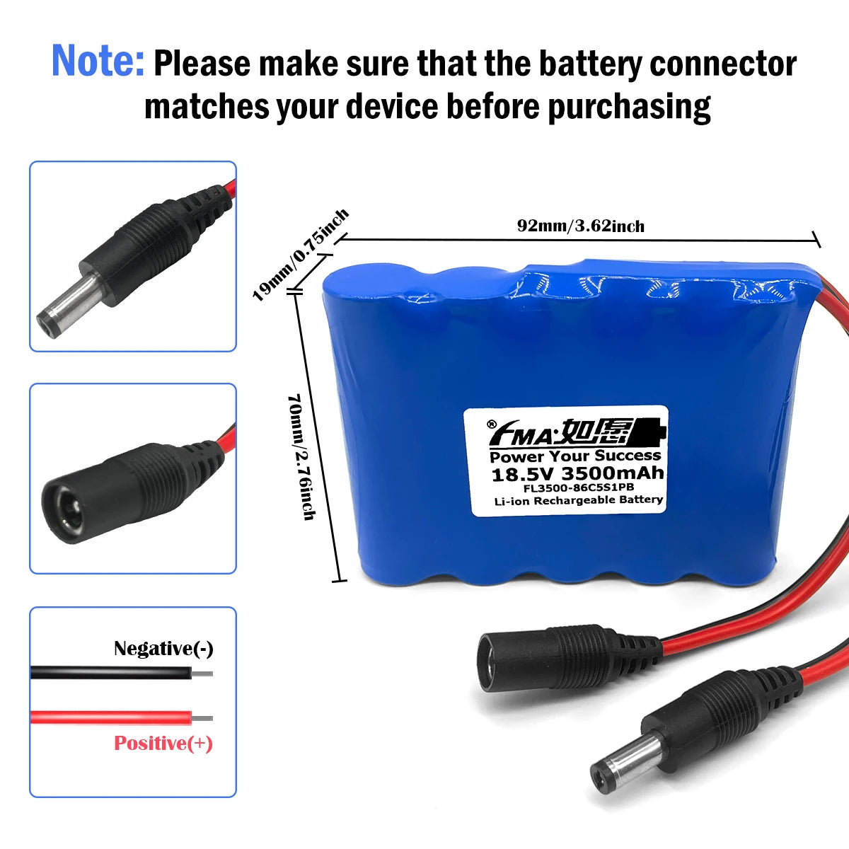 FMA 18V 22.2V 25.2V 29.6V 33.3V 36V 3500mAh Li-ion Rechargeable Battery Pack for Portable Test Device Electronic Toys