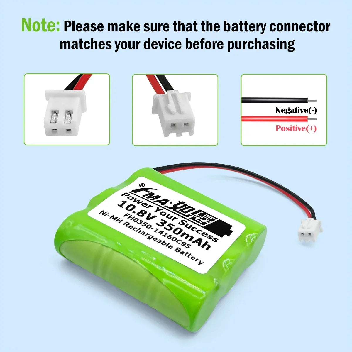 Ni-MH Rechargeable Battery 10.8V 350mAh for Doppler Fetal Heart Detector Portable Device