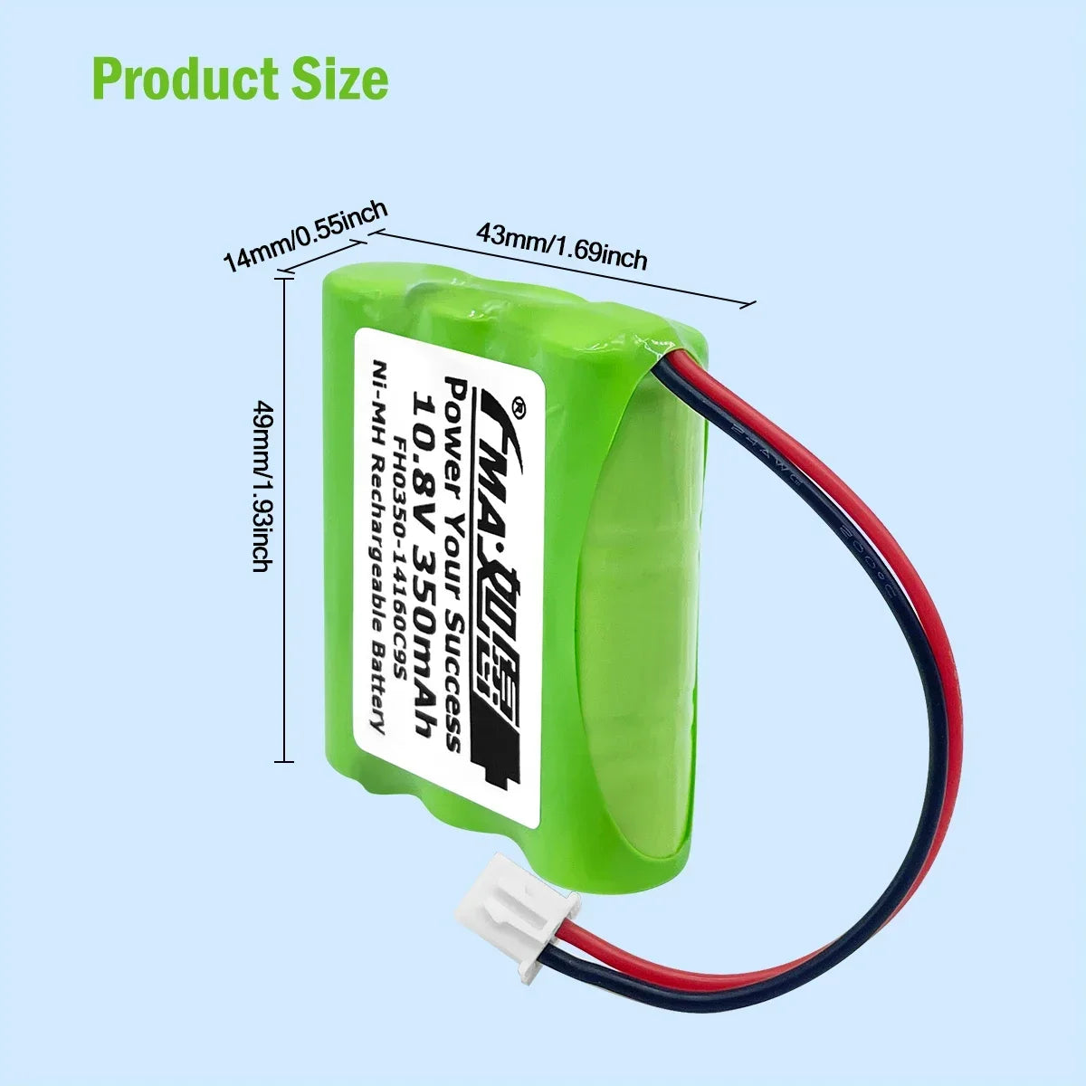 Ni-MH Rechargeable Battery 10.8V 350mAh for Doppler Fetal Heart Detector Portable Device