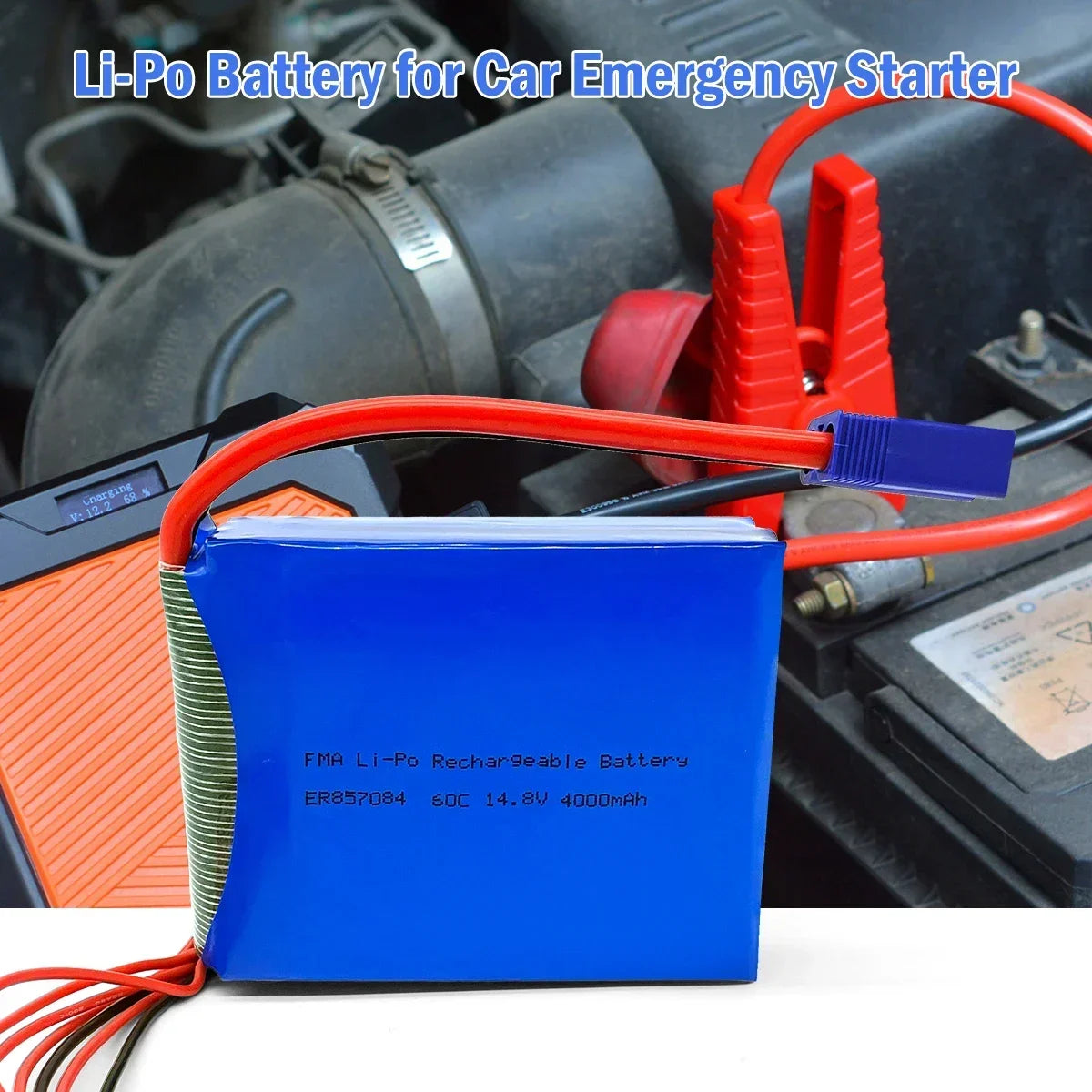 Car Jump Starter 14.8V Li-Po Battery 386888 446786 606080 6043115 626786 857080 9042125 7367102 1.8-6AH Booster Jumper Igniter