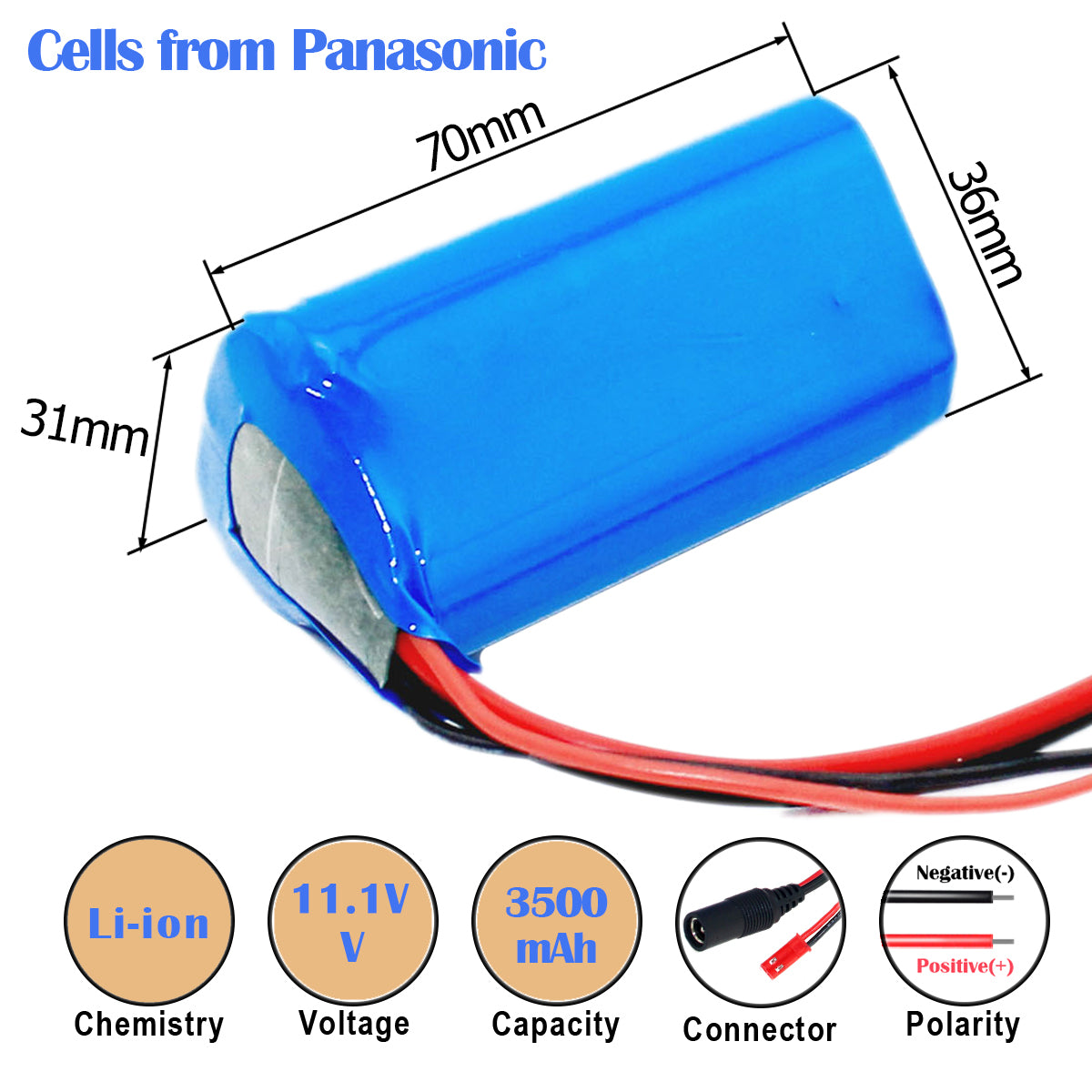 Portable Video Camera Cam Monitor Protected 11.1v 2600-3500mAh Li-ion Battery