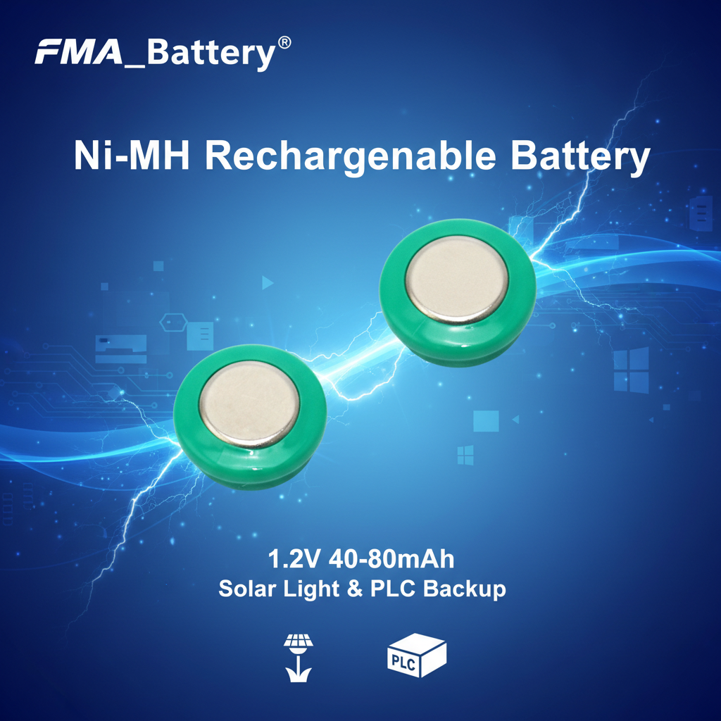 1.2V 40-80mAh Button Ni-MH Rechargeable Battery for Solar Garden Light
