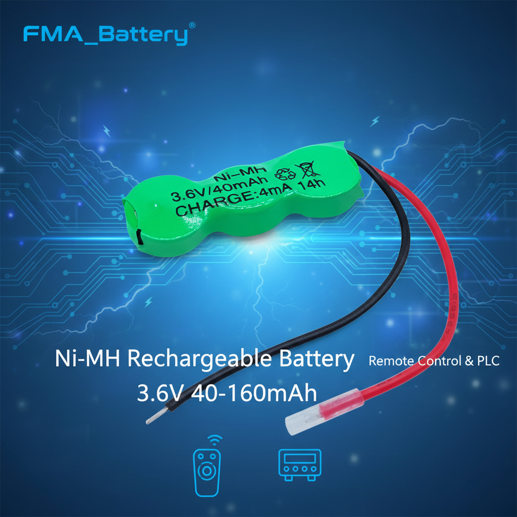 3.6V 40-160mAh Ni-MH Rechargeable Button Battery for Remote Controls