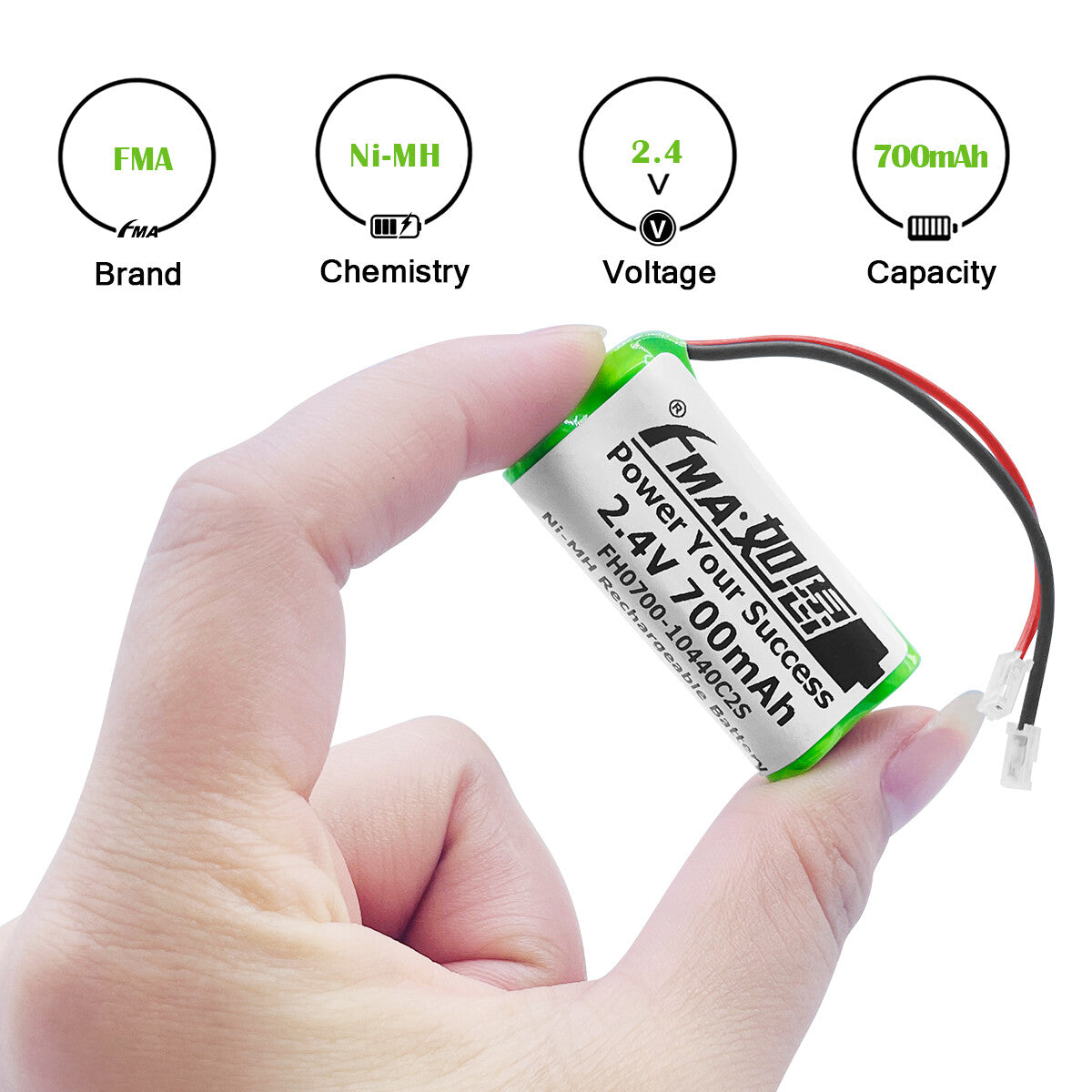 FMA Battery Ni-MH battery 10440C2SB 2.4V 700mAh-Parameters
