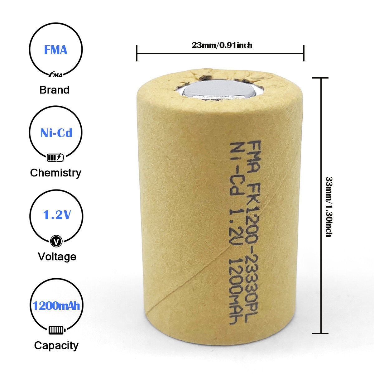 2* 1.2V 1.2-2.2Ah Ni-MH 4/5SC Battery for Power Tools Screwdriver Drill