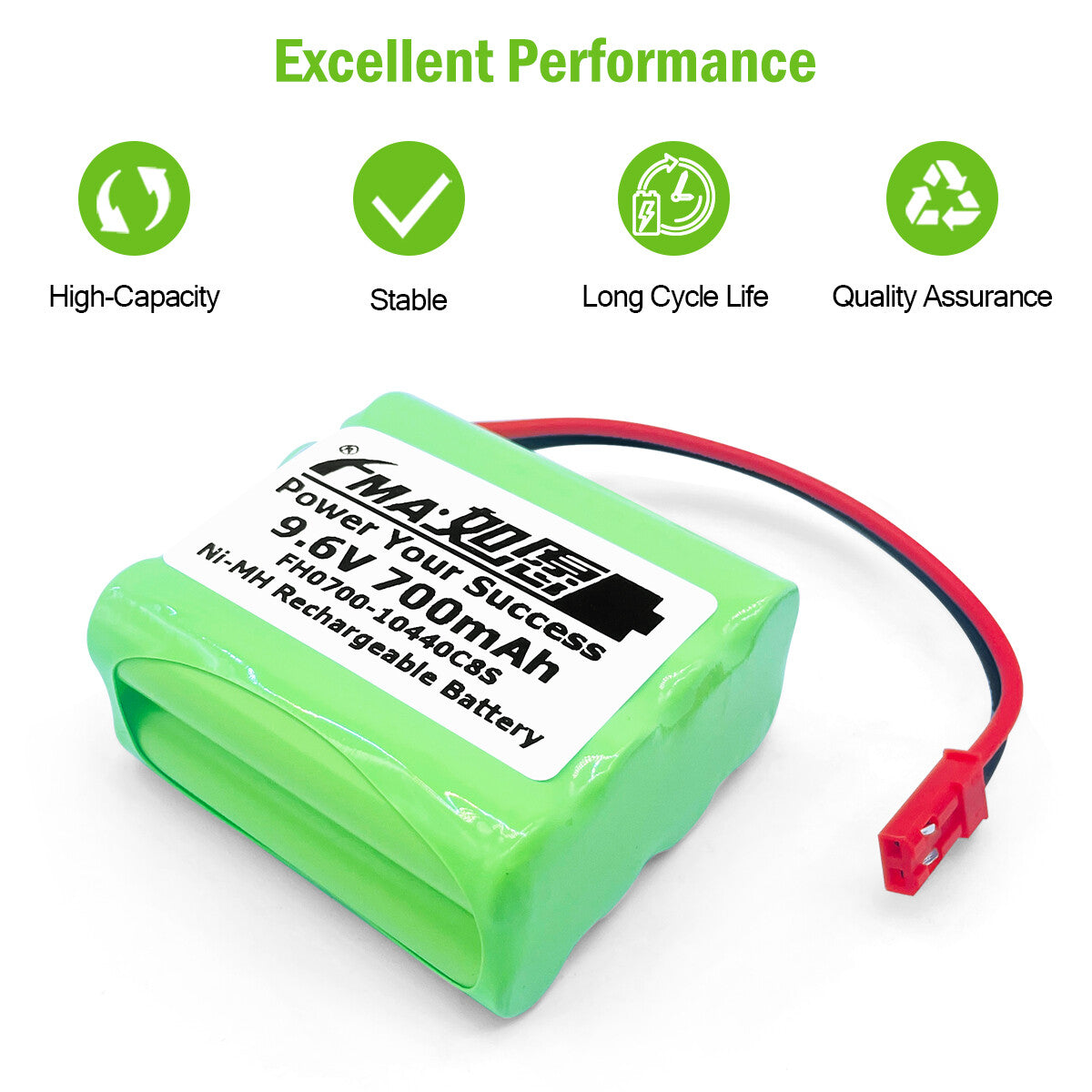 Ni-MH battery 9.6V 700mAh-3D view
