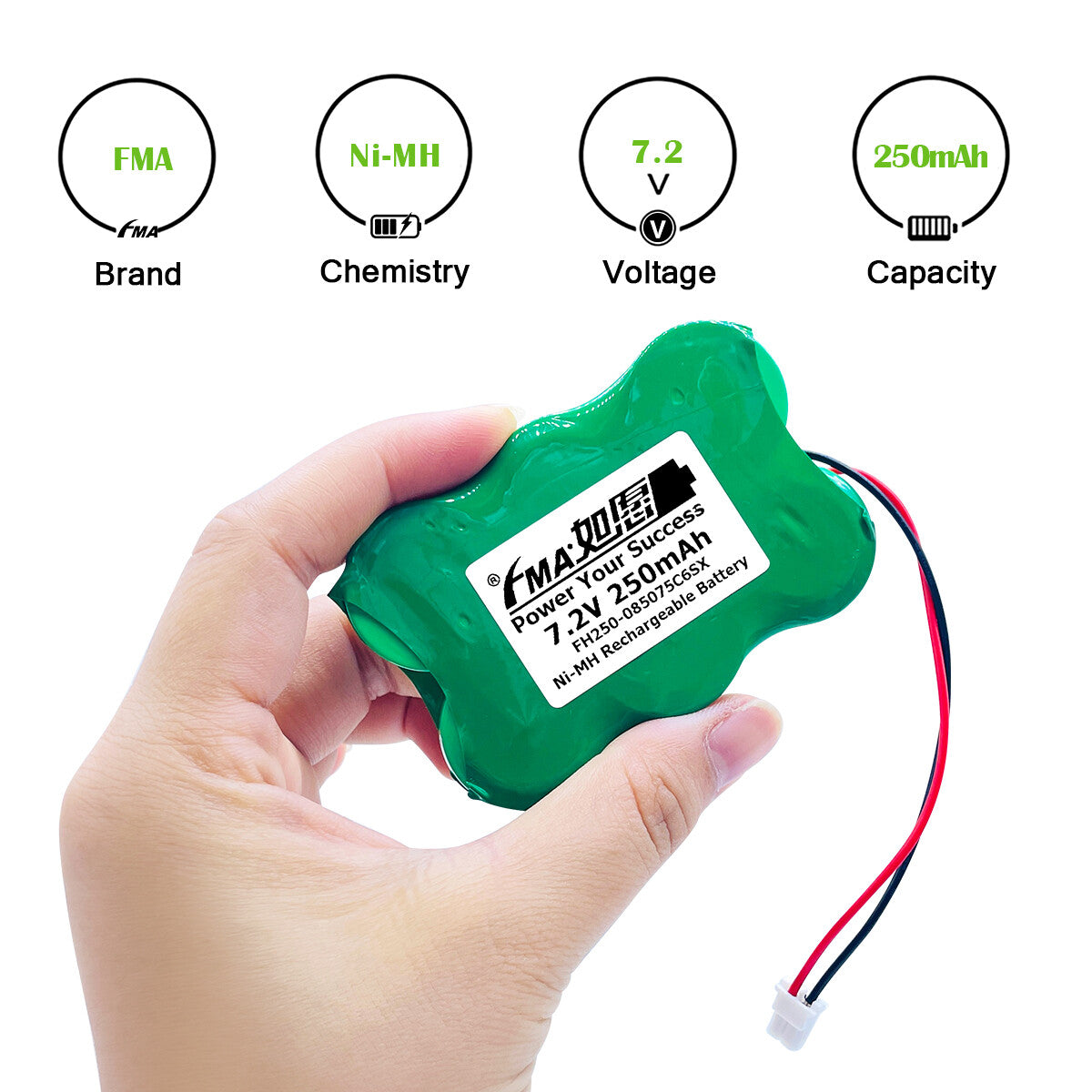 FMA Battery Ni-MH battery Button pack 7.2V 250mAh 6SX-Parameters
