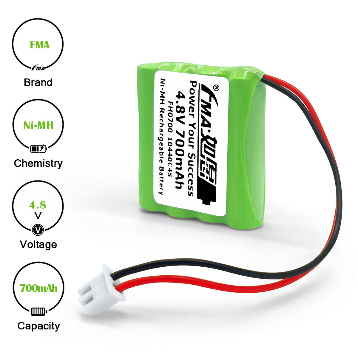 4.8V 700mAh Ni-MH Battery for Baby Monitor | Summer, Philips, LINDAM Compatible