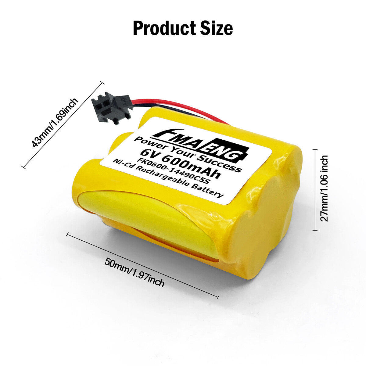 FMA Ni-MH 6V 0.6-2 Ah Battery for 80 LED Solar Sports Light Backup Power Supply