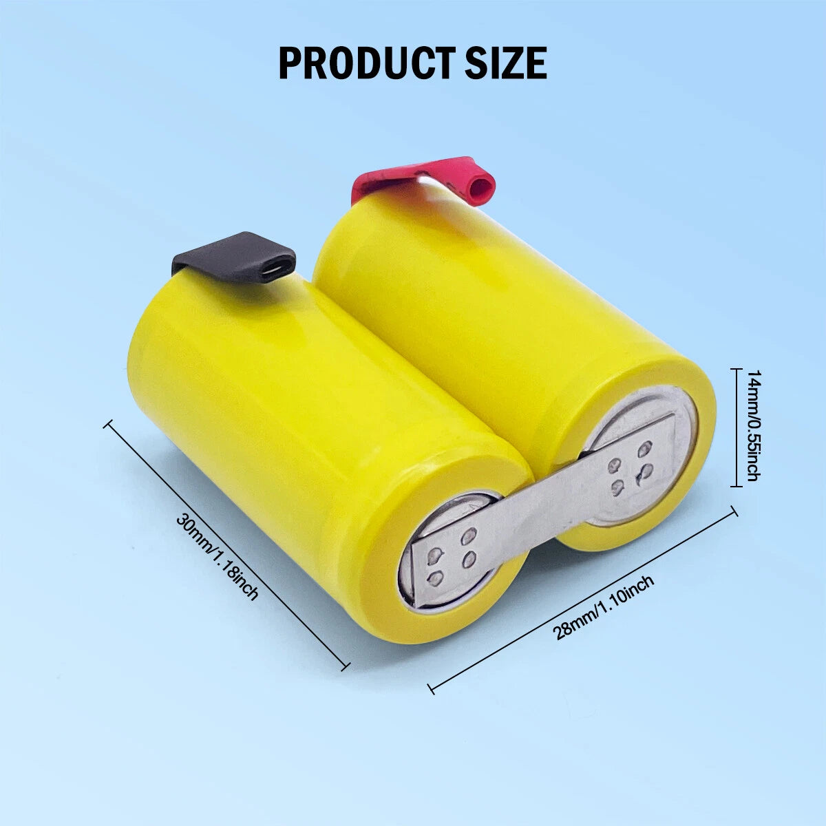 Ni-Cd 2.4V 500mAh 14x28x30mm
